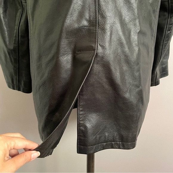 Roots Vintage Roots Black Leather Straight Cut Mid Length Car Coat Size S / US 4 / IT 40 - 10 Thumbnail