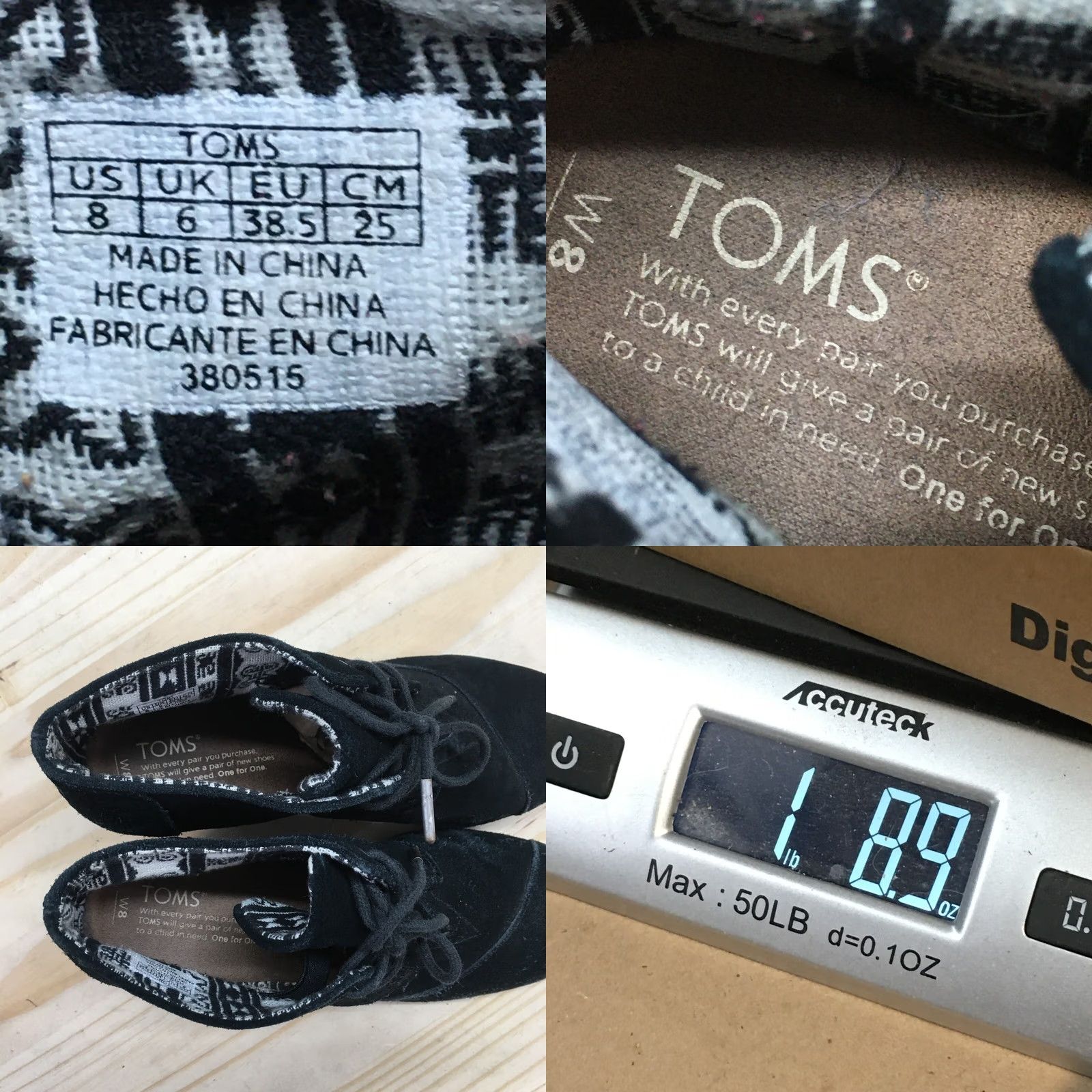 Toms TOMS Boots Womens 8 Ankle Booties Wedge Heels Casual 380515 Black Suede Lace Up Size US 8 / IT 38 - 9 Thumbnail