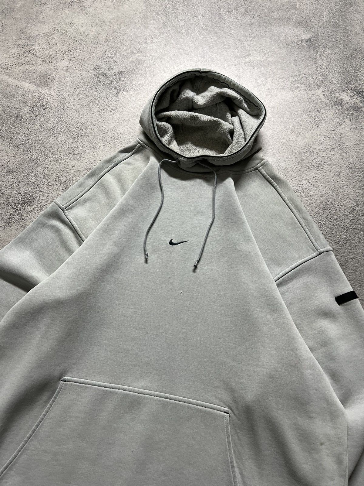 Vintage hot Nike center check swoosh hoodie, white 90s Y2K gray tag, XL