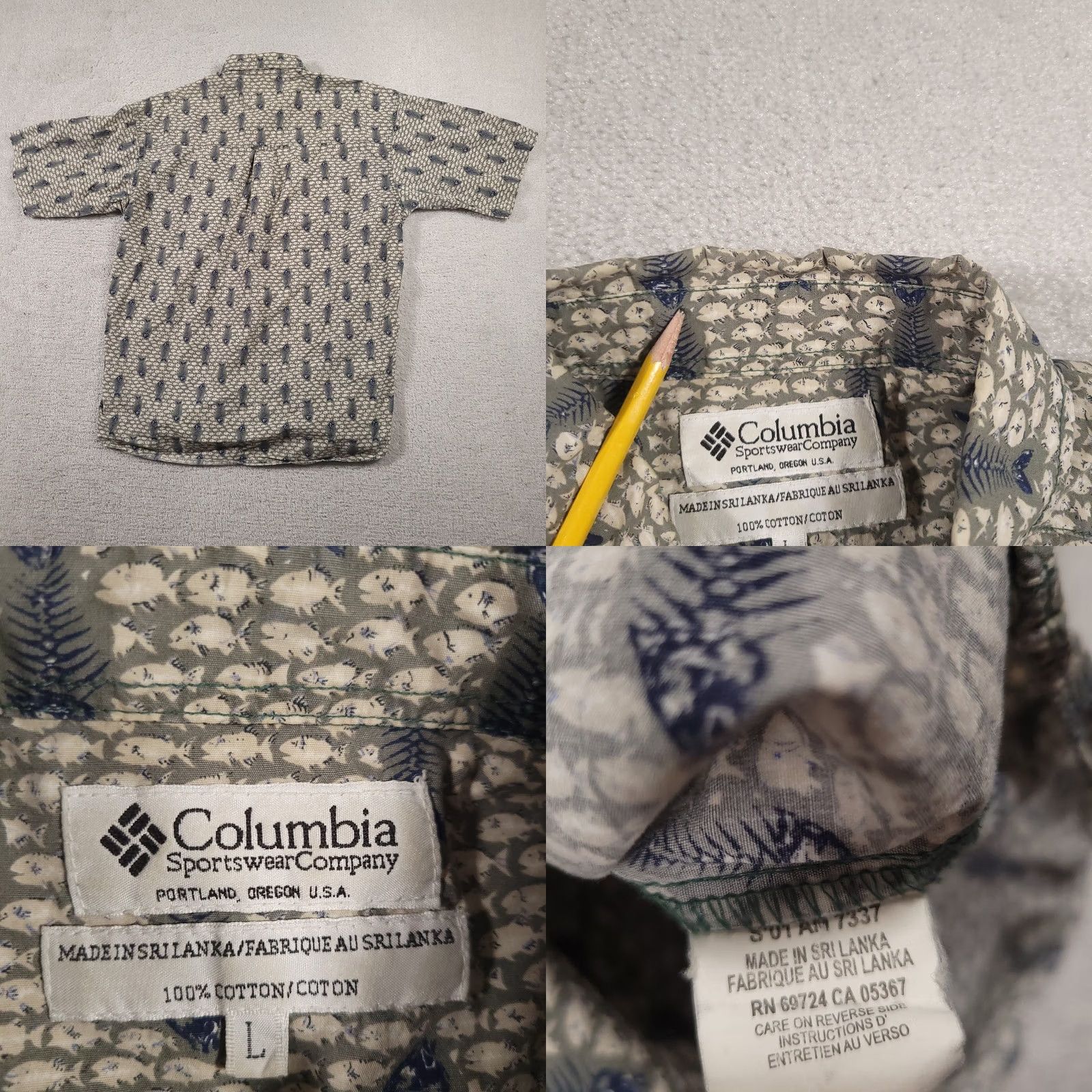 Vintage Columbia Fish Print Short Sleeve Button-Down Shirt Mens Large Outdoors Grunge Size US L / EU 52-54 / 3 - 9 Thumbnail