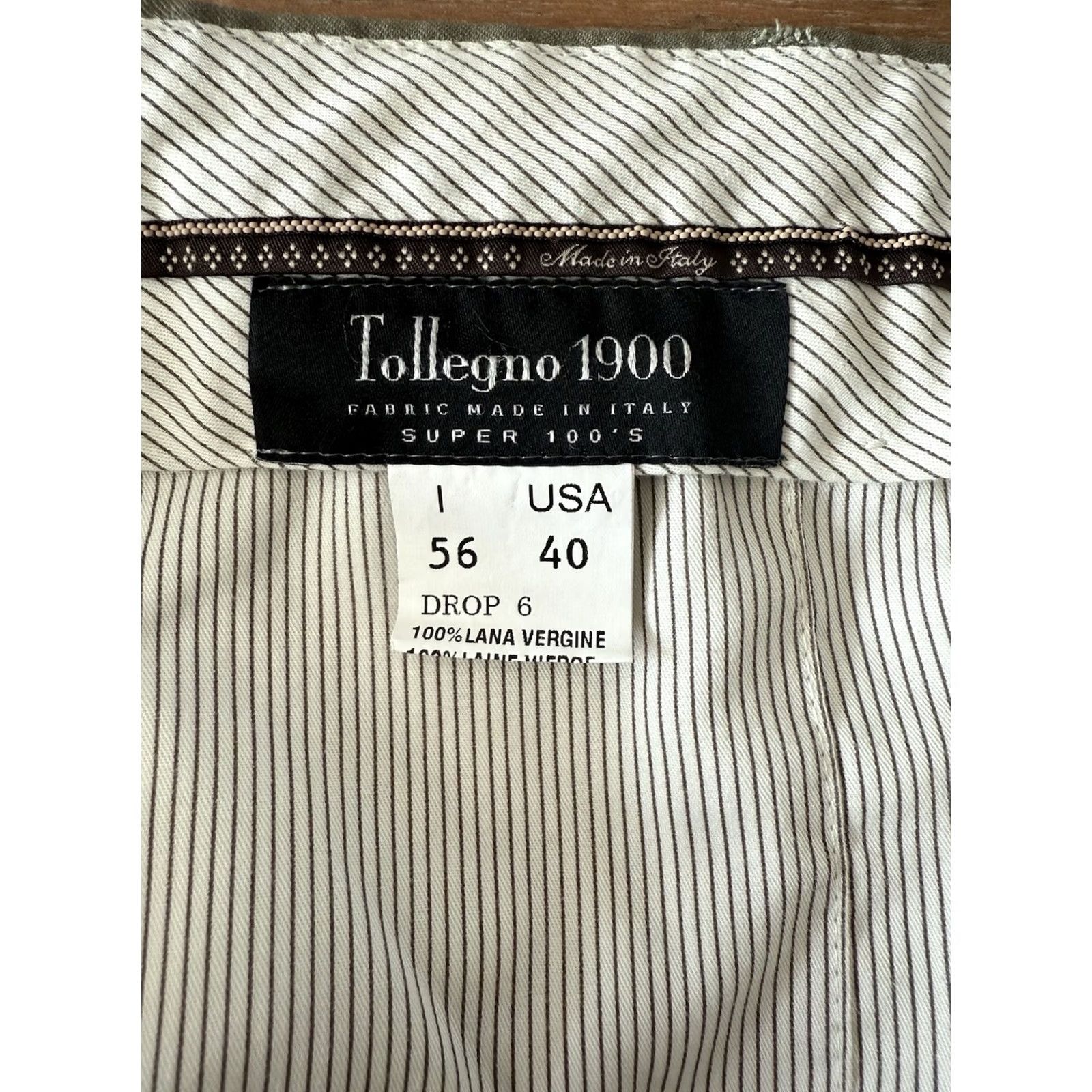 Vintage Tollegno 1900 Green Wool Dress Pants Mens Size 40x29 Trousers Regular Flat Front 5-Pocket Back Pocket Button Zipper Front Men’s Pants Size US 40 / EU 56 - 3 Thumbnail