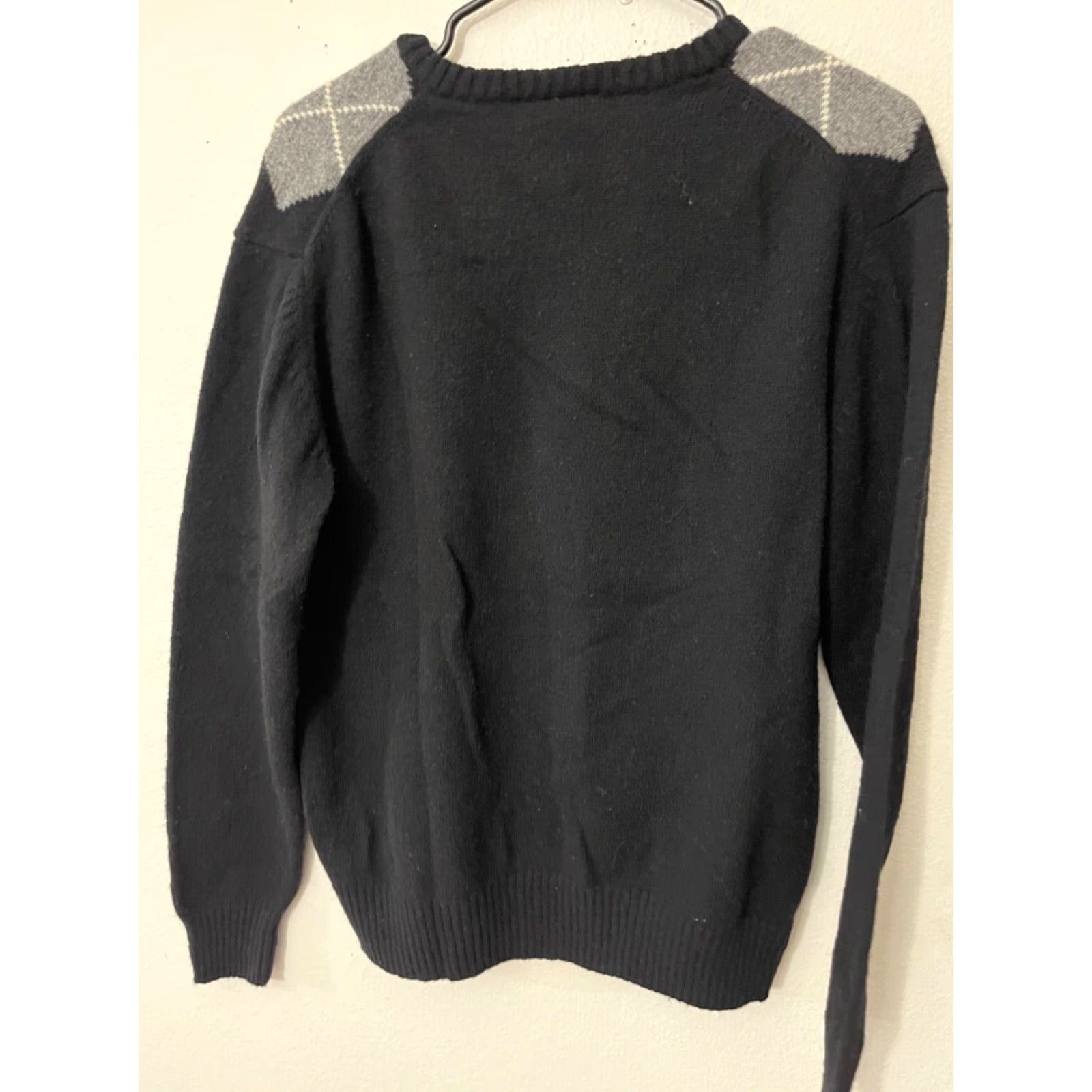 H&M H&M LOGG Sweater L Black Pullover Argyle Diamond Knit V-Neck Mens Size US L / EU 52-54 / 3 - 3 Thumbnail