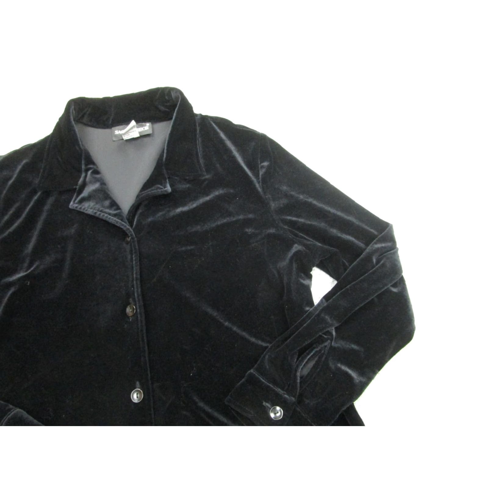 Vintage VINTAGE Sag Harbor Shirt Womens L Black Velvet Shacket Grunge Fairy Whimsigoth y2k 90s Size L / US 10 / IT 46 - 2 Thumbnail