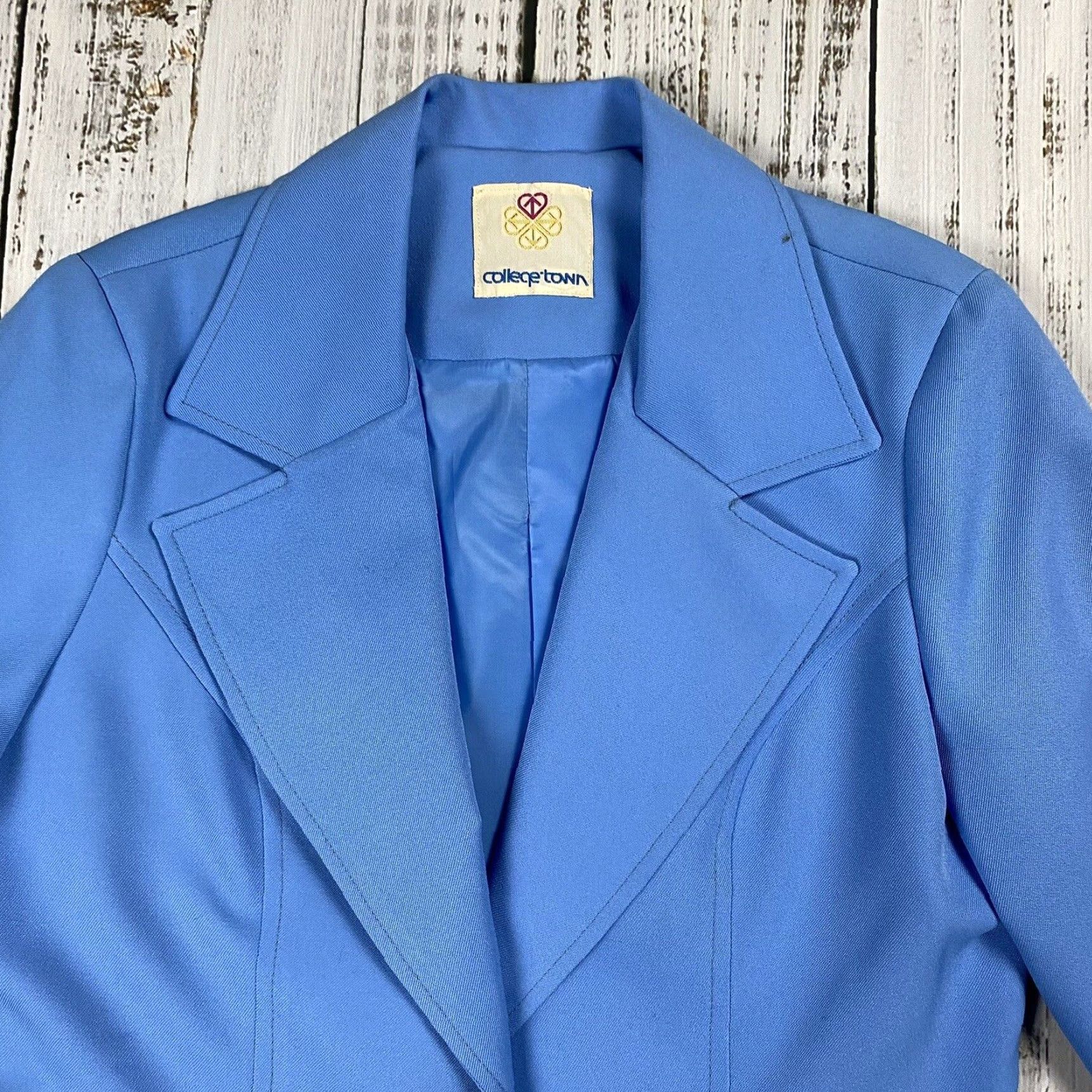 Vintage VINTAGE 70S 80S COLLEGE TOWN FITTED TAILORED BLAZER WOMENS M/L BLUE LADIES Size M / US 6-8 / IT 42-44 - 3 Thumbnail