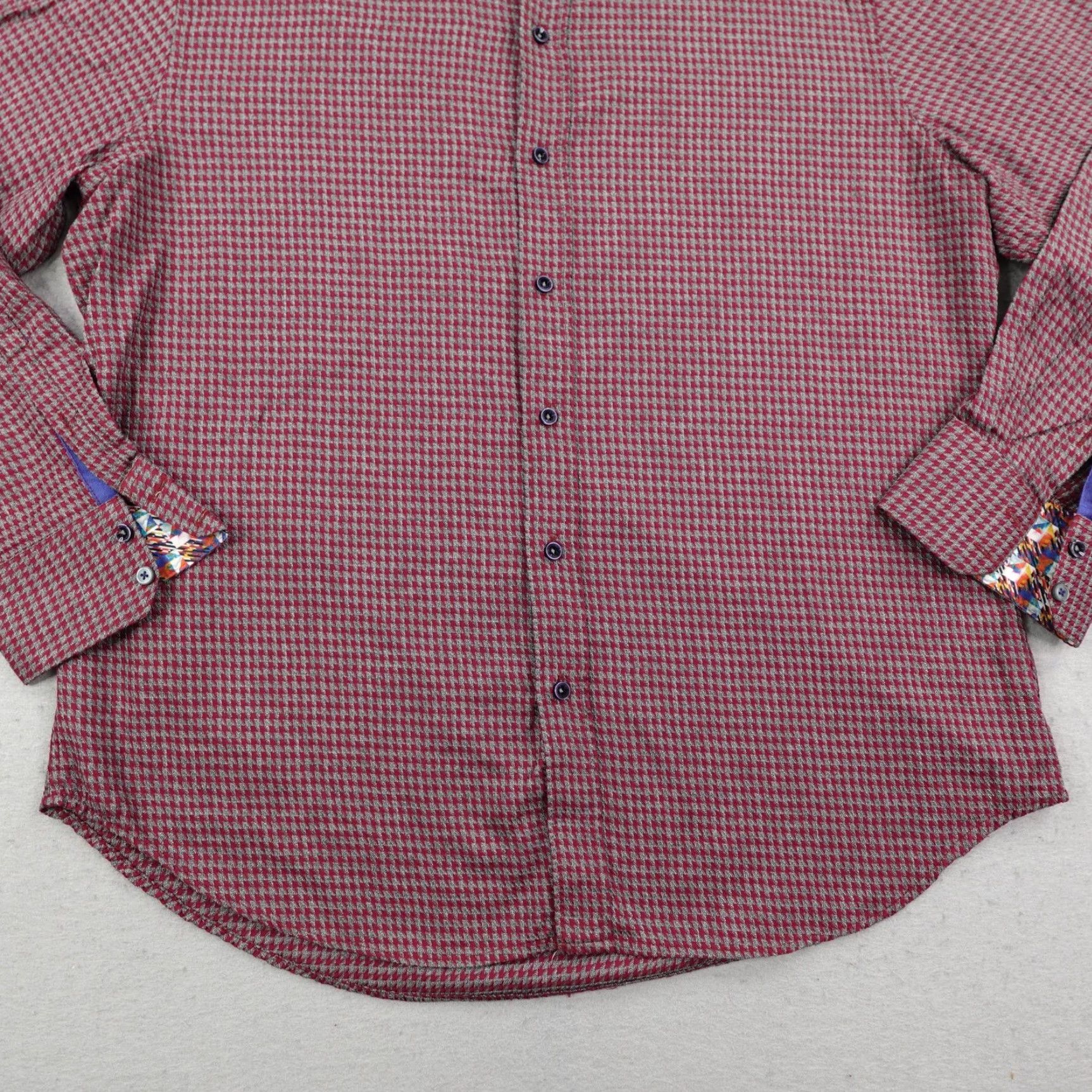 Robert Graham Robert Graham Shirt Mens 2XL Red Gray Check Button-Up Long Sleeve Classic Fit Contrast Cuffs Size US XXL / EU 58 / 5 - 3 Thumbnail