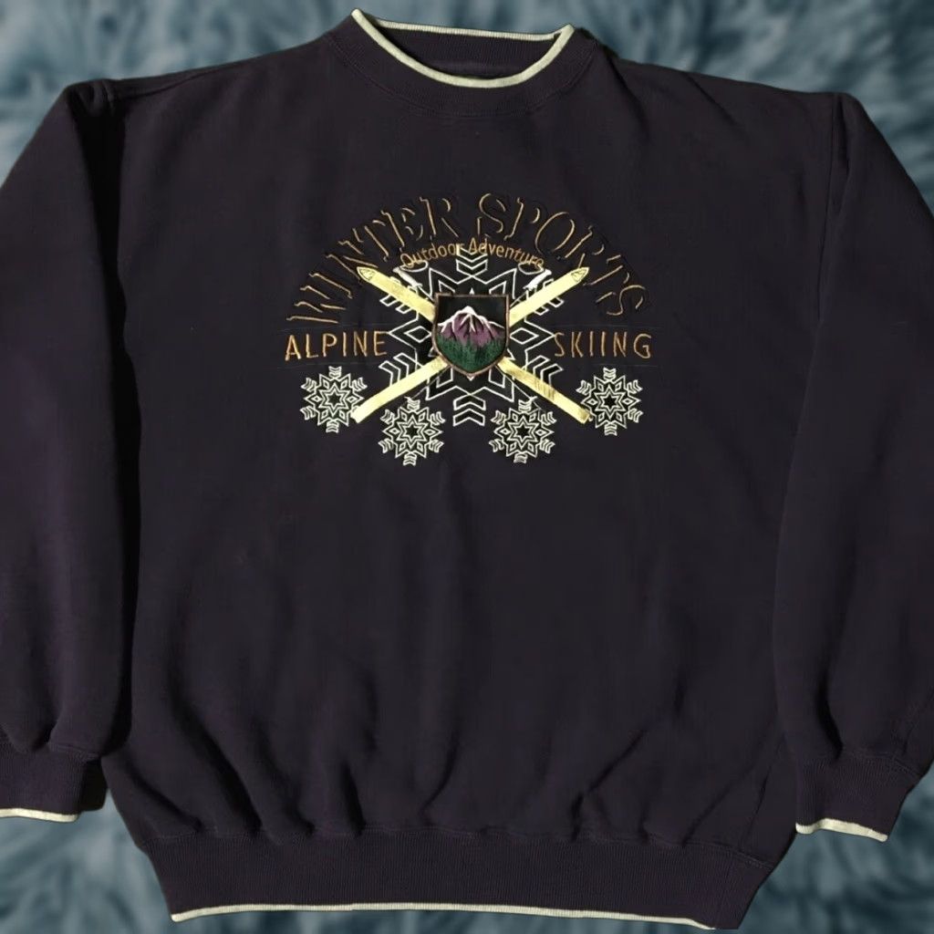 Vintage VINTAGE 90s Alpine Skiing Embroidered Sweatshirt M Winter Sports Snow Nature USA Purple Men Sz M Red Cliff Trading Co Sweatshirt Size US M / EU 48-50 / 2 - 1 Thumbnail