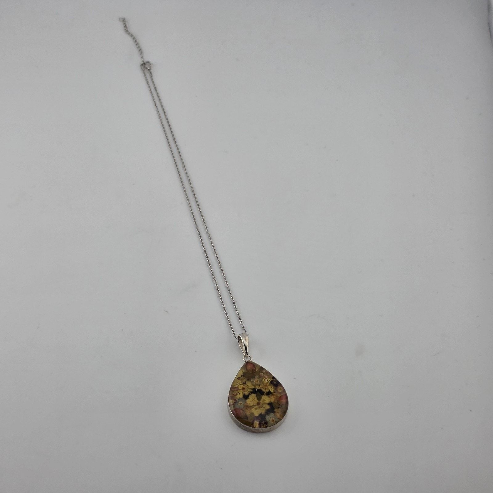 Other ATI Mexico 925 Sterling Silver Flower Resin Pendant Necklace Size ONE SIZE - 2 Thumbnail