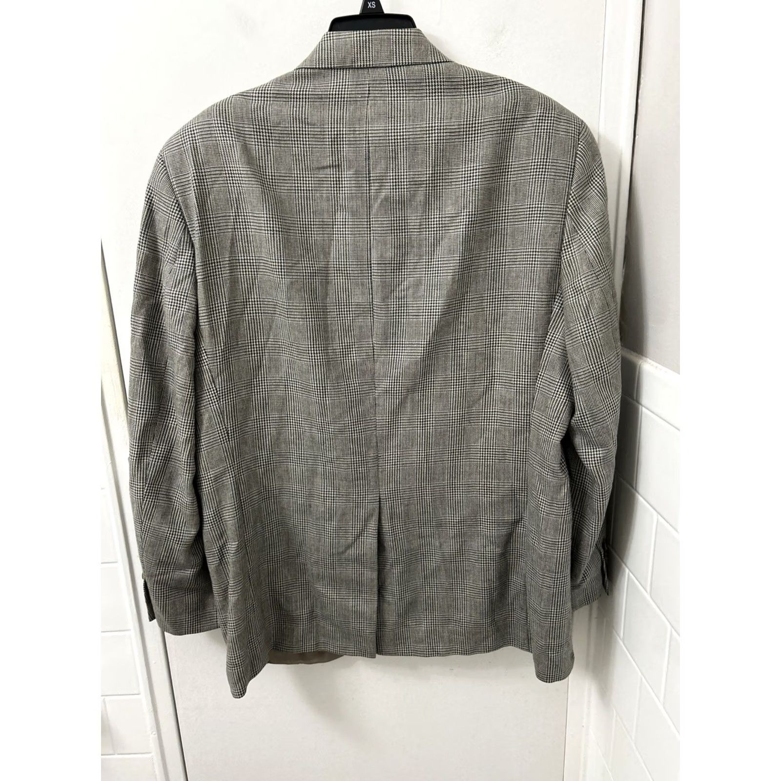 Ralph Lauren VINTAGE? No — Ralph Lauren Blazer Mens 44 Gray Silk Linen Wool Houndstooth Jacket Sport Coat Photo? Size 44R - 6 Thumbnail