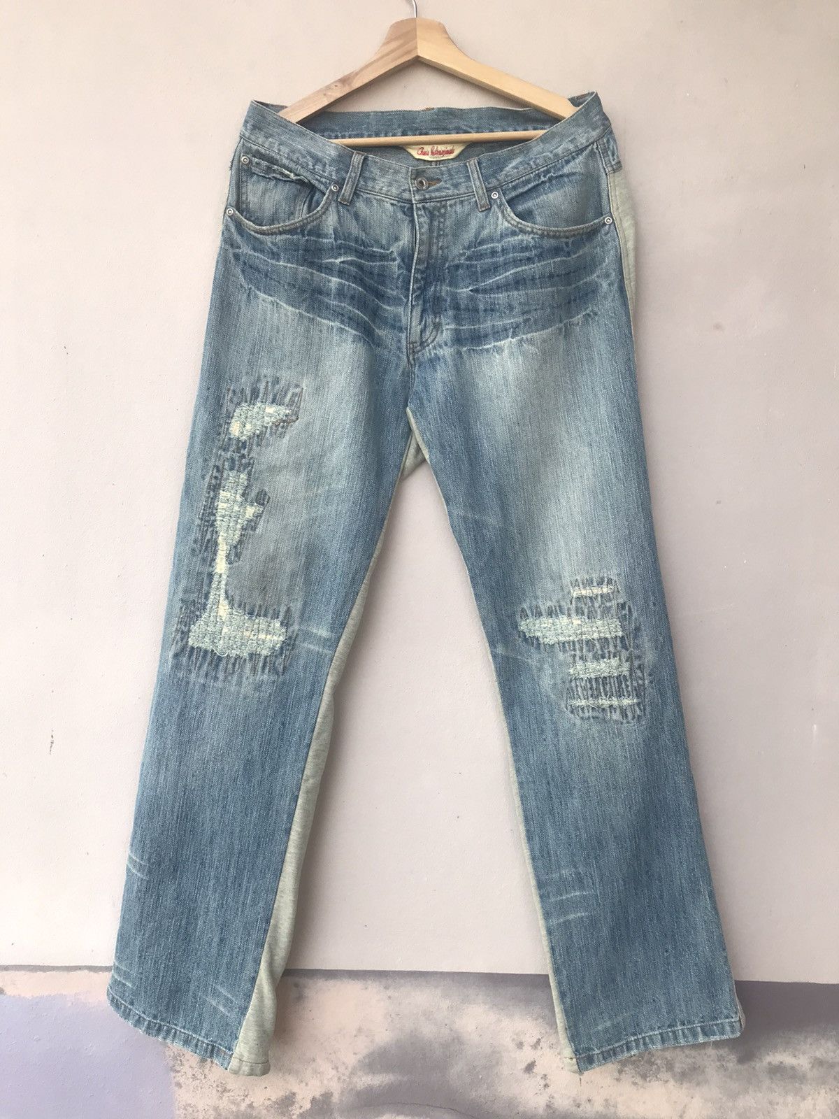 Vintage Gumu International Japan Distressed Hybrid Paint Denim Size US 34 / EU 50 - 1 Thumbnail
