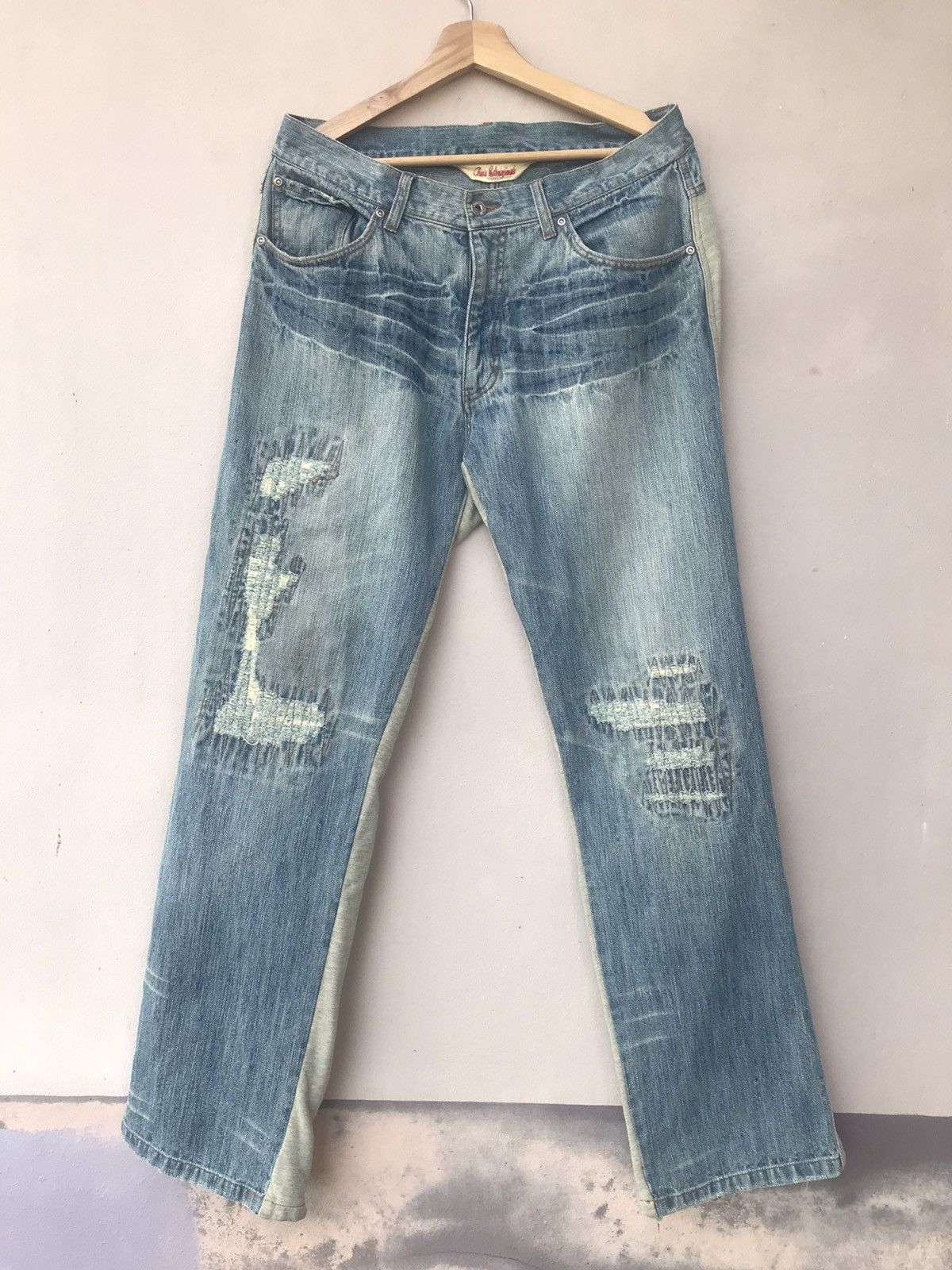 image of Distressed Denim Gumu International Japan Distressed Hybrid Paint Denim, Men's (Size 34)