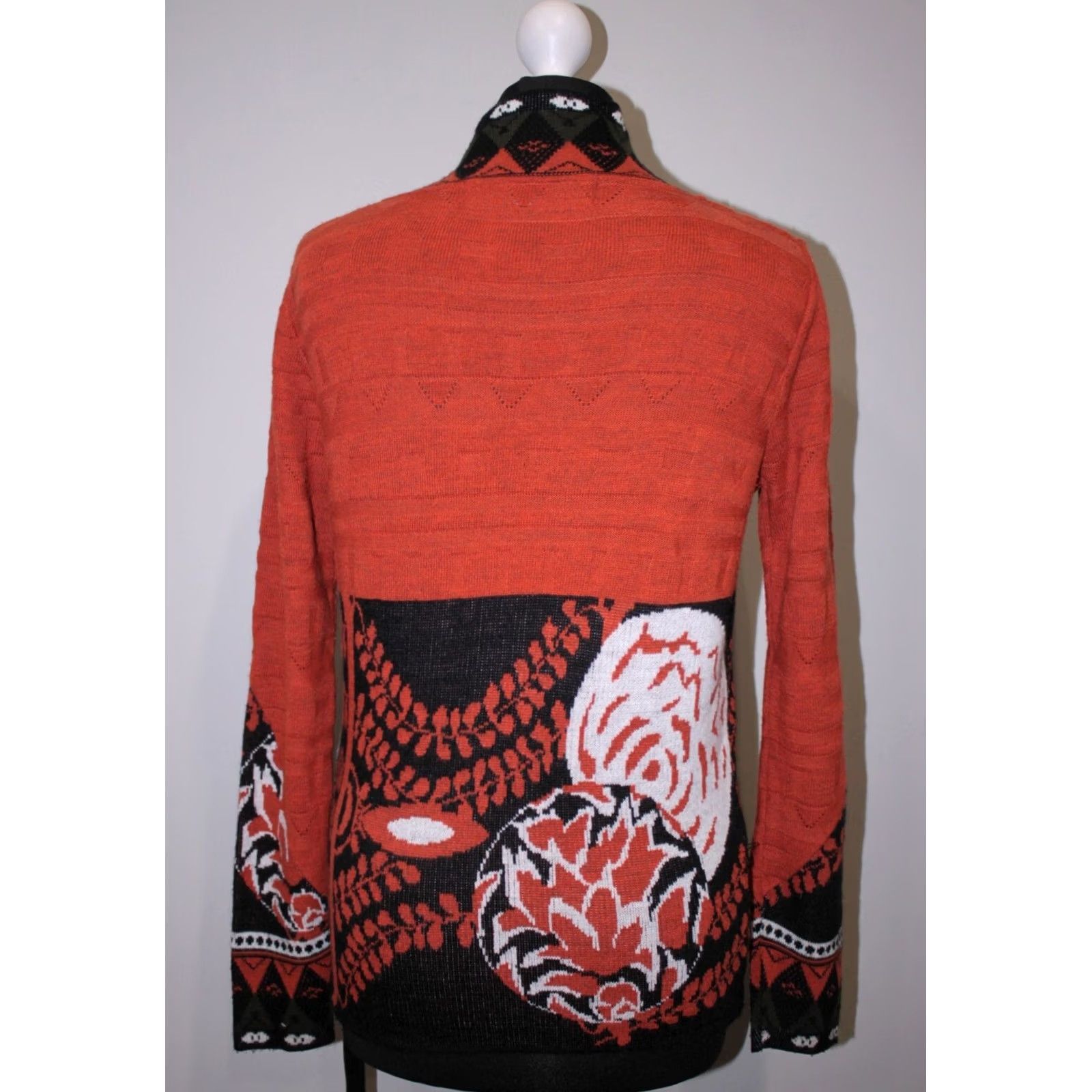 Desigual Desigual Cardigan Jumper Womens V-Neck Multicoloured Size L - Calabaza 38J2L05 Size L / US 10 / IT 46 - 4 Thumbnail