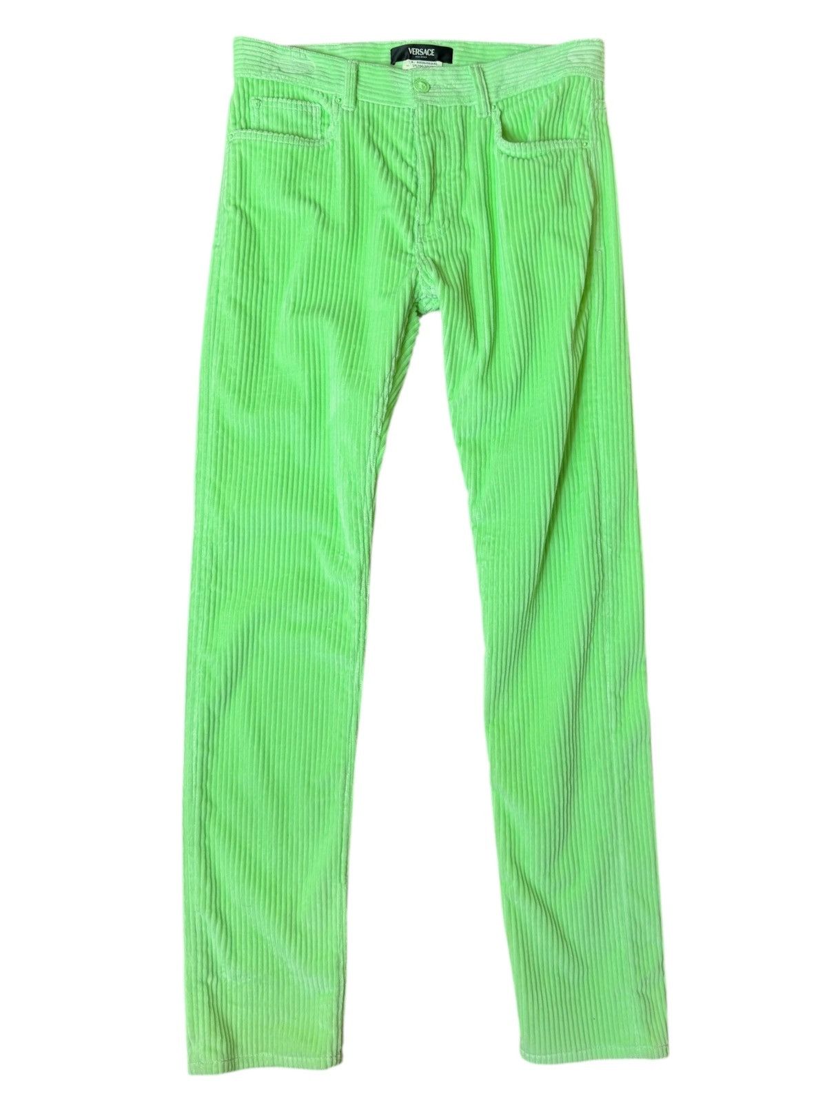 Versace Versace lime corduroy pants – SS24 sample – size 32 Size US 32 / EU 48 - 1 Thumbnail