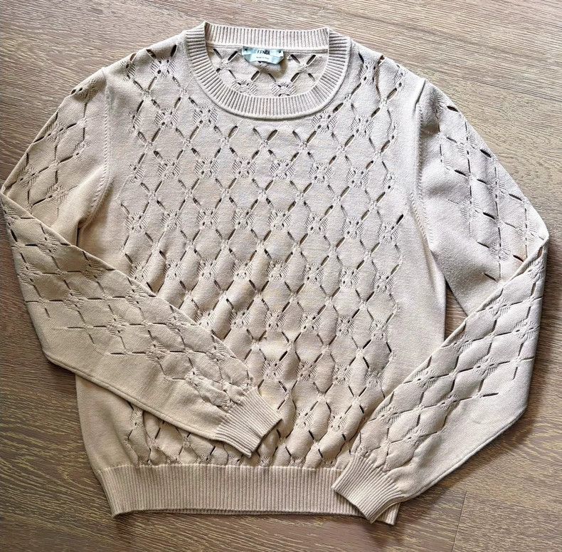 Fendi Openwork Long Sleeve Sweater - dmc