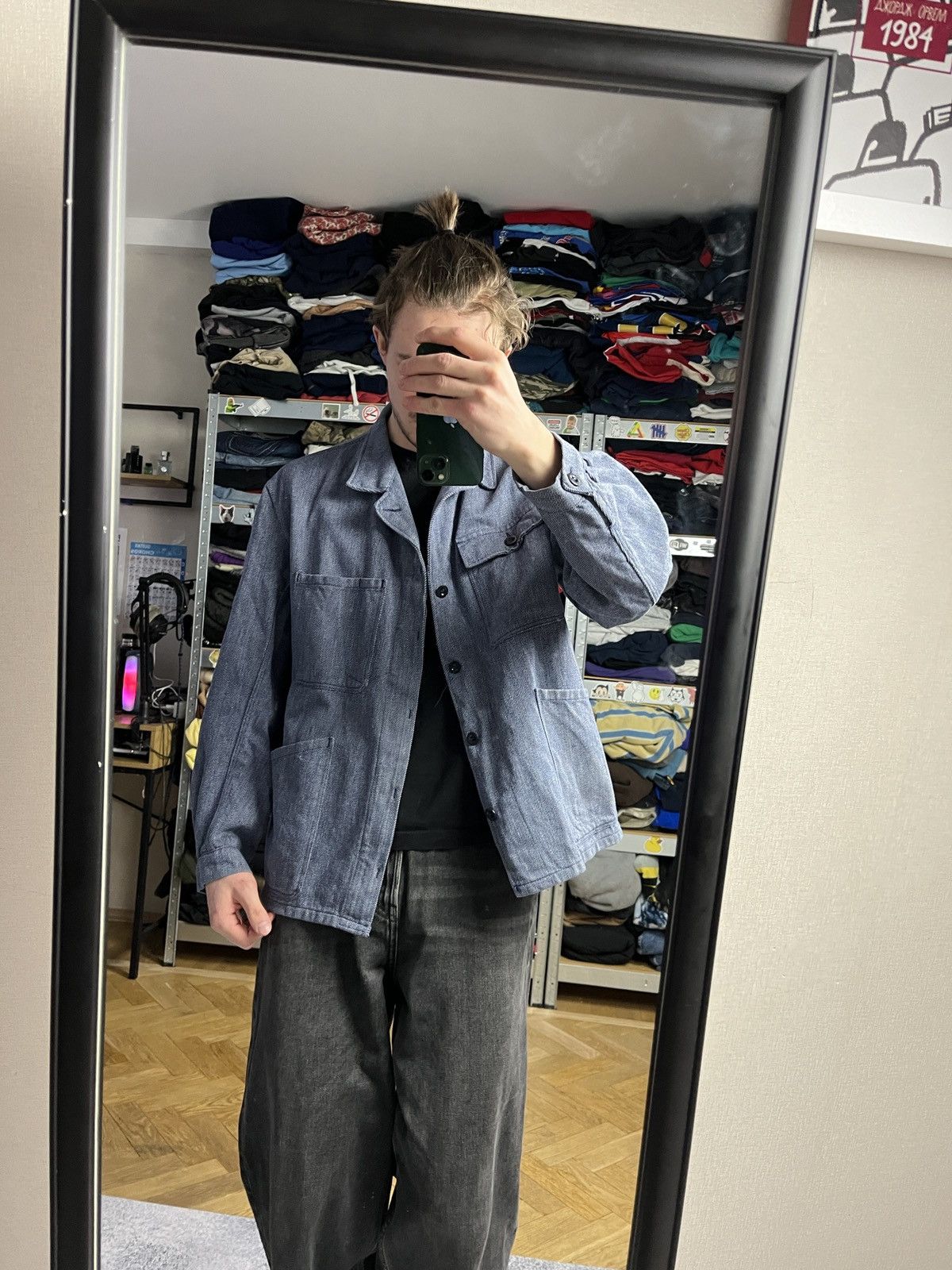Vintage Vintage 90's French Work Denim Jacket Le Laboureur Lutteurs Size US L / EU 52-54 / 3 - 3 Thumbnail
