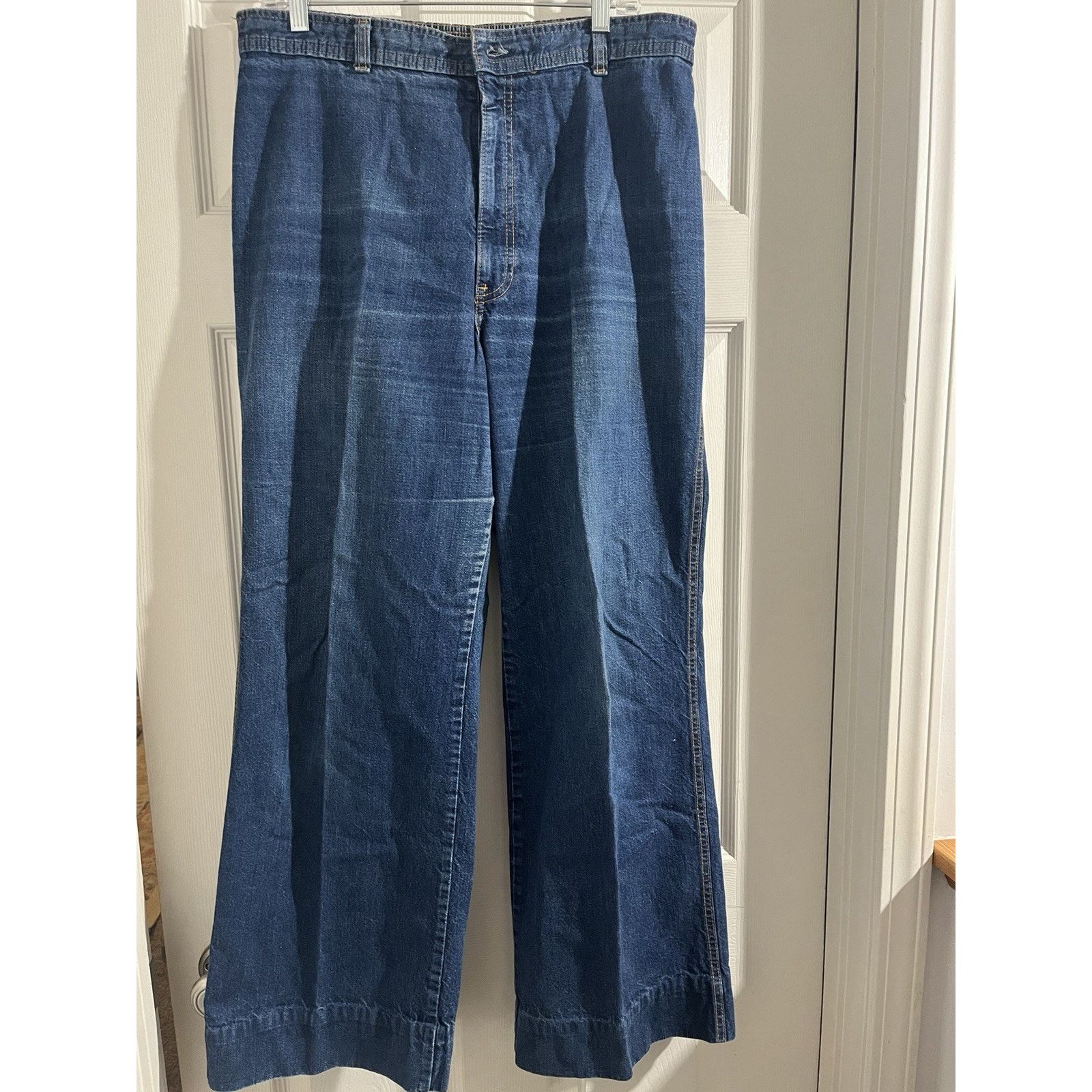 Levi's Vtg Levis Wide Leg Elastic Waist Round Pockets 70s 34x30.5 Size 34" / US 12 / IT 48 - 1 Thumbnail