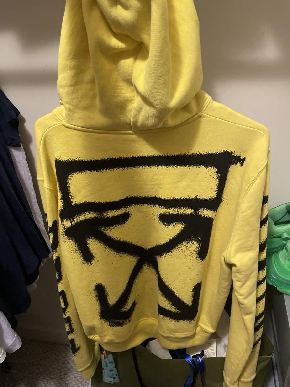Off-White Off White Yellow Spray Paint Hoodie Size US M / EU 48-50 / 2 - 1 Thumbnail