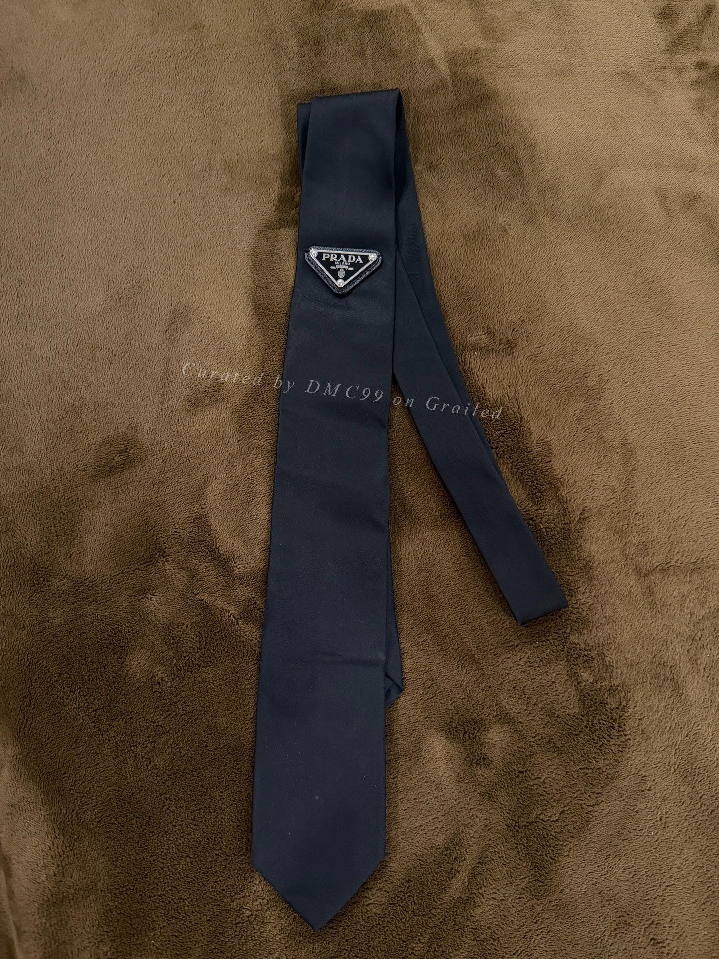 Prada Prada Black Nylon Triangle Logo Tie Size ONE SIZE - 1 Thumbnail