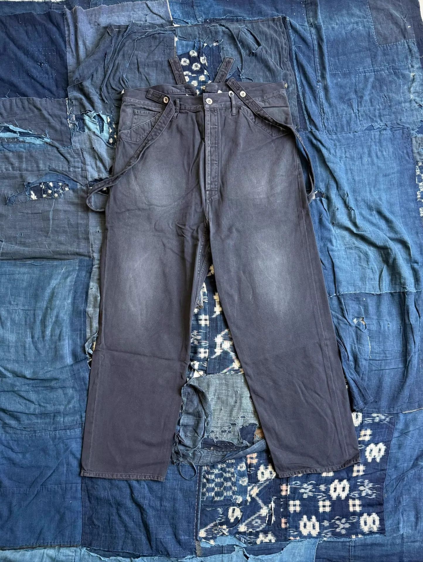 Visvim Black Denim Suspender Pants Size 32 Size US 32 / EU 48 - 1 Thumbnail