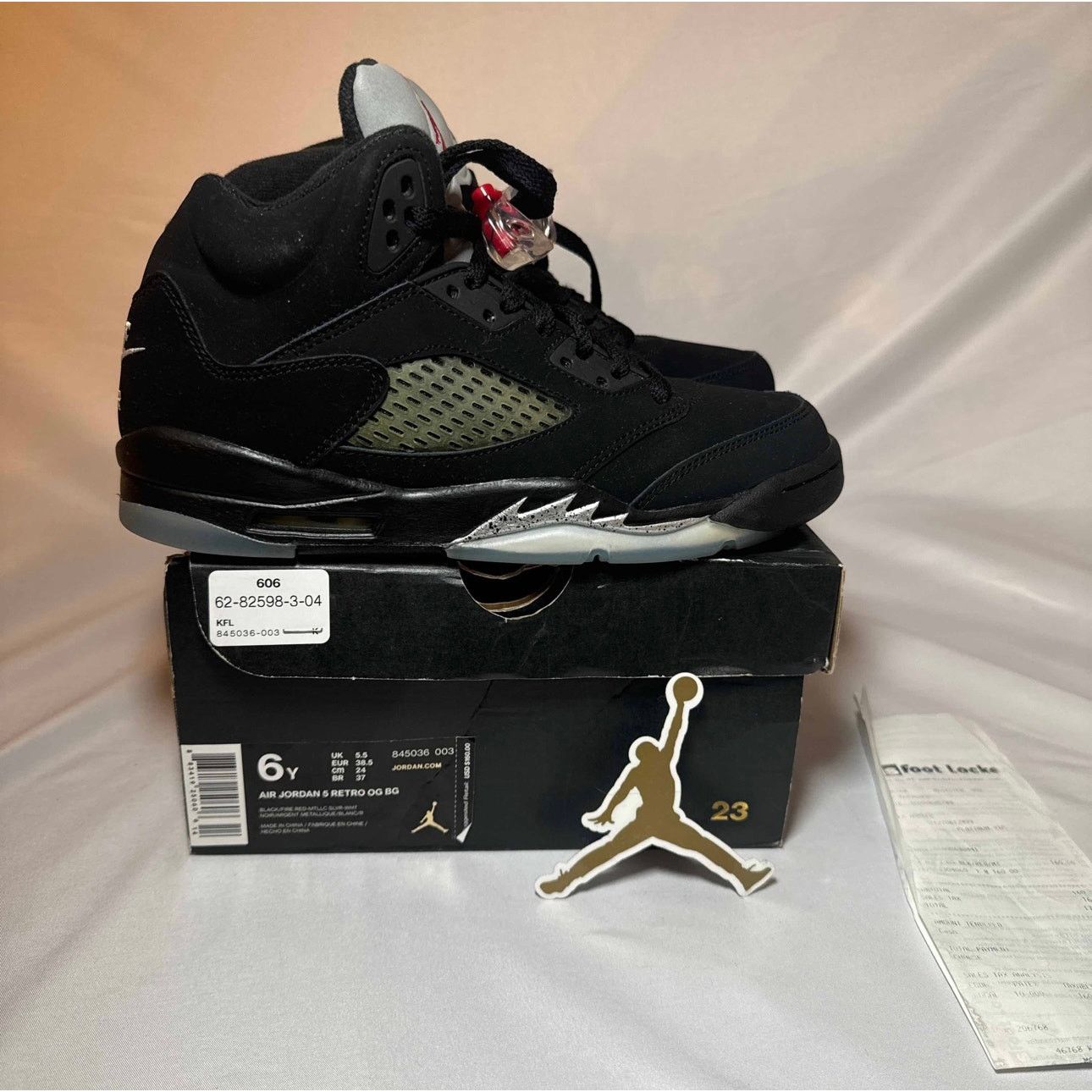 Jordan Brand × Nike Size 6 - Nike Air Jordan 5 Retro OG BG Black Metallic 2016 Size US 6 / EU 39 - 1 Thumbnail