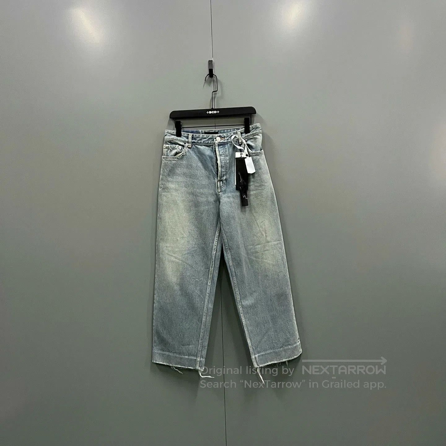 Balenciaga Light Blue Denim Wide-Leg Pants.