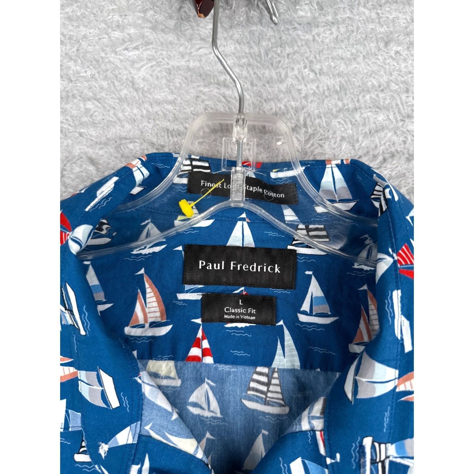 Vintage Paul Fredick Shirt Adult Large Blue Sailboat AOP Cotton Hawaiian Classic Fit Size US L / EU 52-54 / 3 - 6 Thumbnail