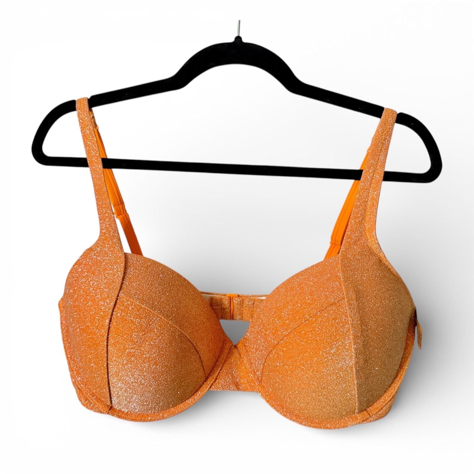 Pink Victoria’s Secret Orange Sparkle Push-Up Bikini Top L-DD Size ONE SIZE - 2 Thumbnail