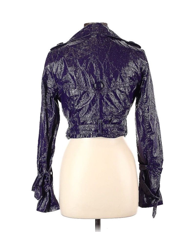 Other Purple Glossy Biker Moto Jacket Size M / US 6-8 / IT 42-44 - 2 Thumbnail