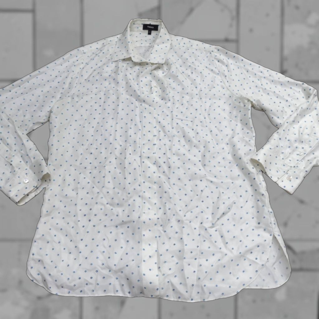 Theory Theory Womens Shirt Medium Ivory Polka Dot Silk Blouse Size M / US 6-8 / IT 42-44 - 1 Thumbnail