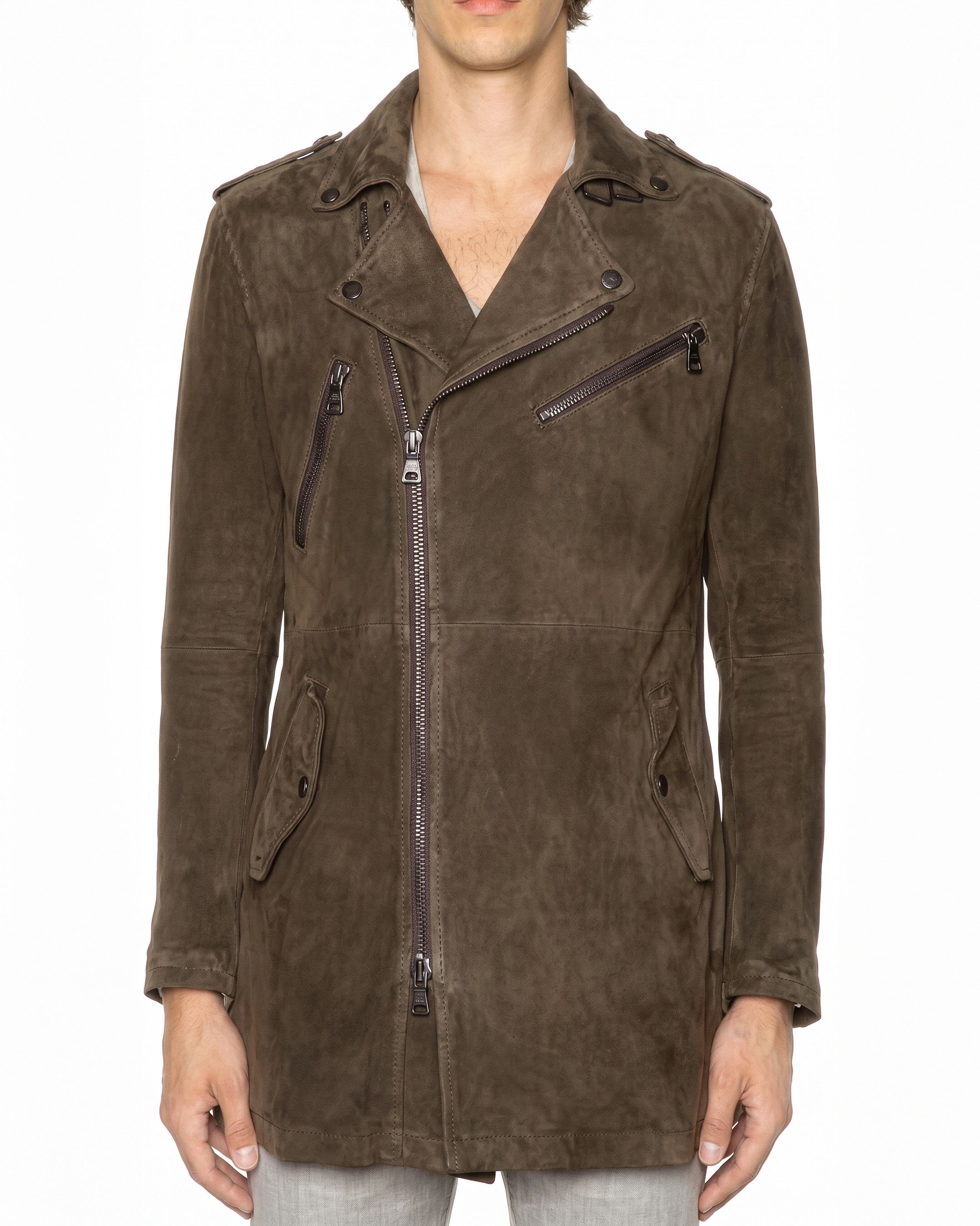 John Varvatos Premium Suede Asymmetric Moto Jacket Size US L / EU 52-54 / 3 - 1 Thumbnail