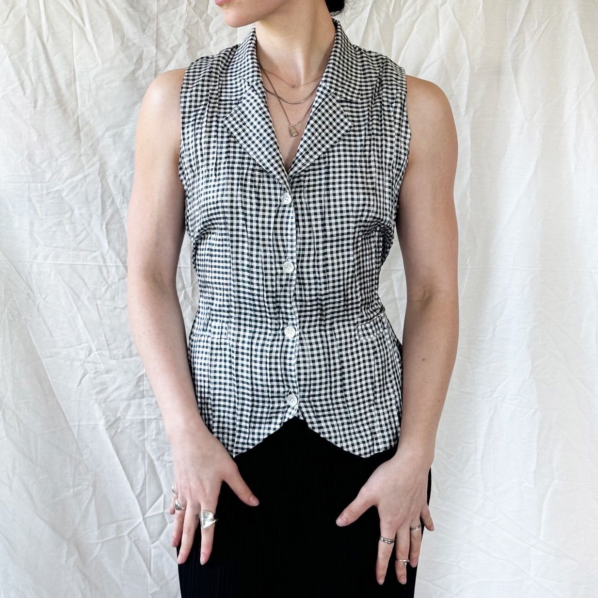 Issey Miyake × Pleats Please Issey Miyake Pleats Please Gingham Vest Size M / US 6-8 / IT 42-44 - 3 Thumbnail