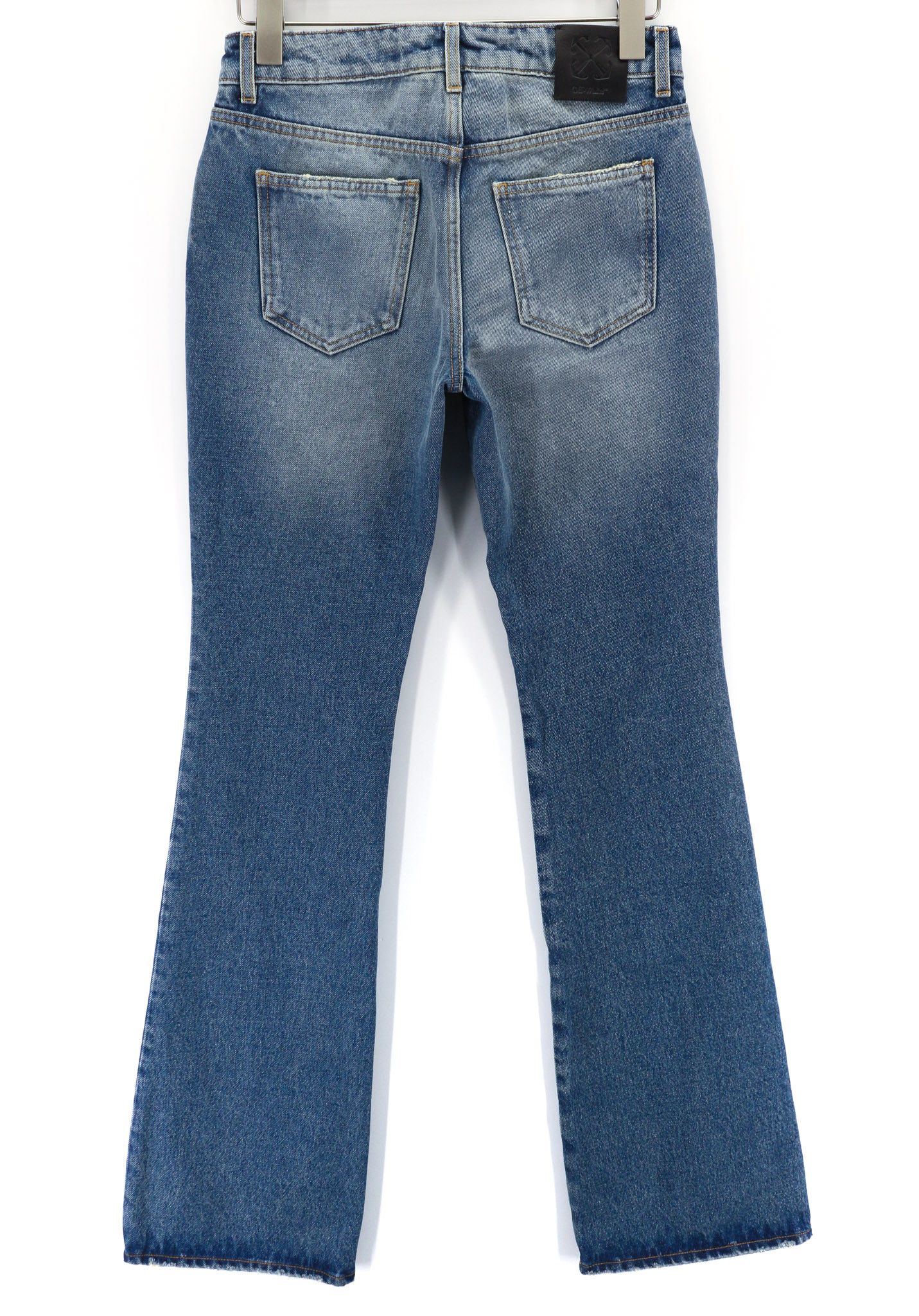 Off-White W29 Slim Flared Washed Zipped Cotton Blue 80243 Size 29" - 2 Thumbnail