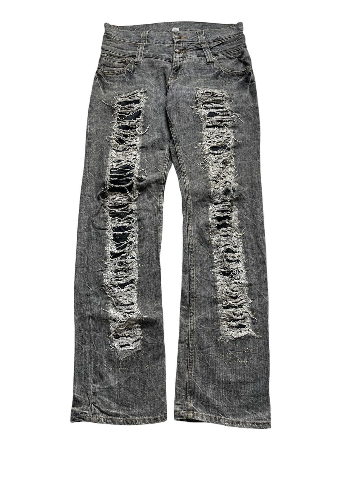 If Six Was Nine Vintage Japanese Brand Double Waist Distressed Style Jeans Size US 33 - 1 Thumbnail