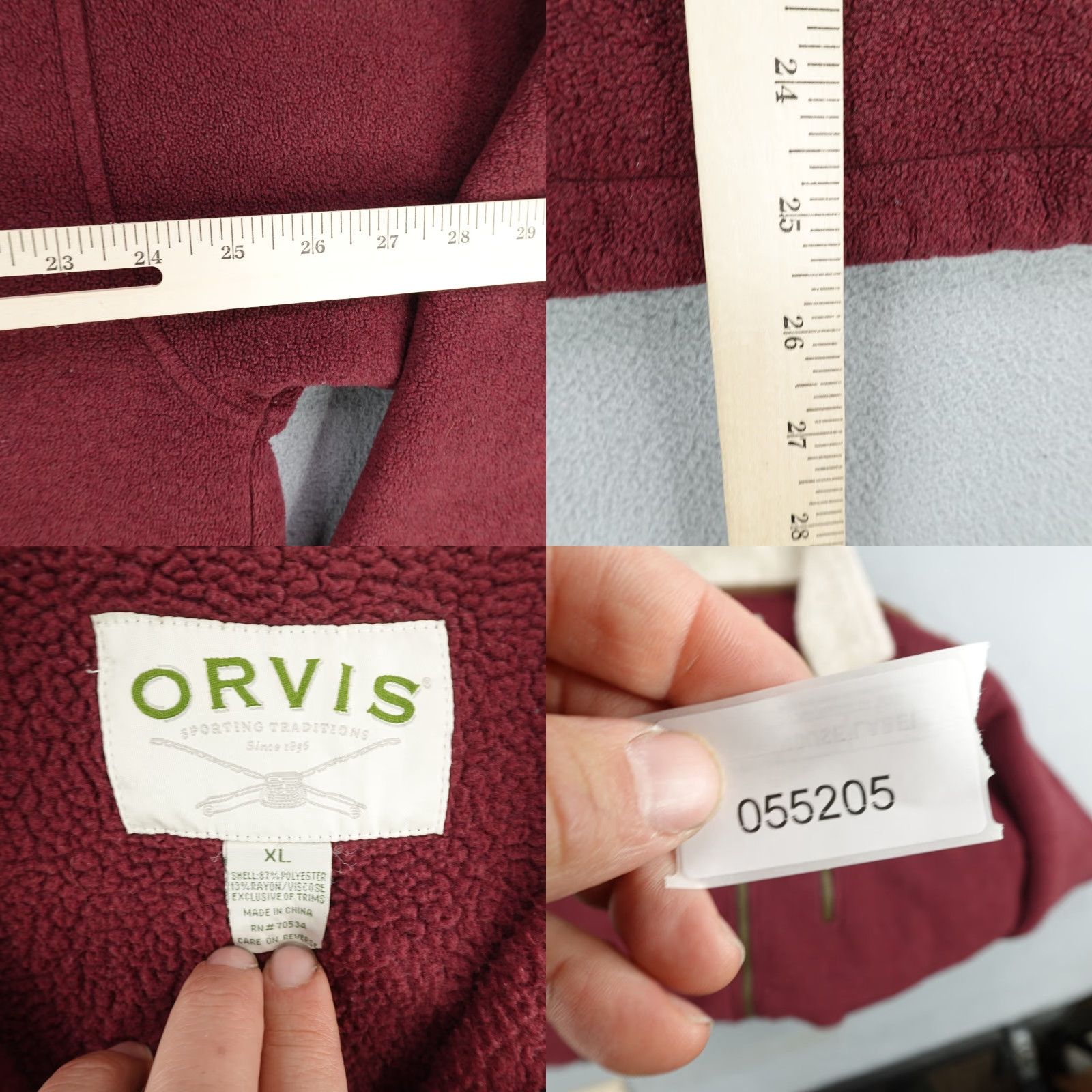 Orvis Orvis Jacket Mens XL Red Fleece Sherpa Collar Lined Leather Trim Overcoat Zip Pockets Brand: Orvis Size US XL / EU 56 / 4 - 8 Thumbnail