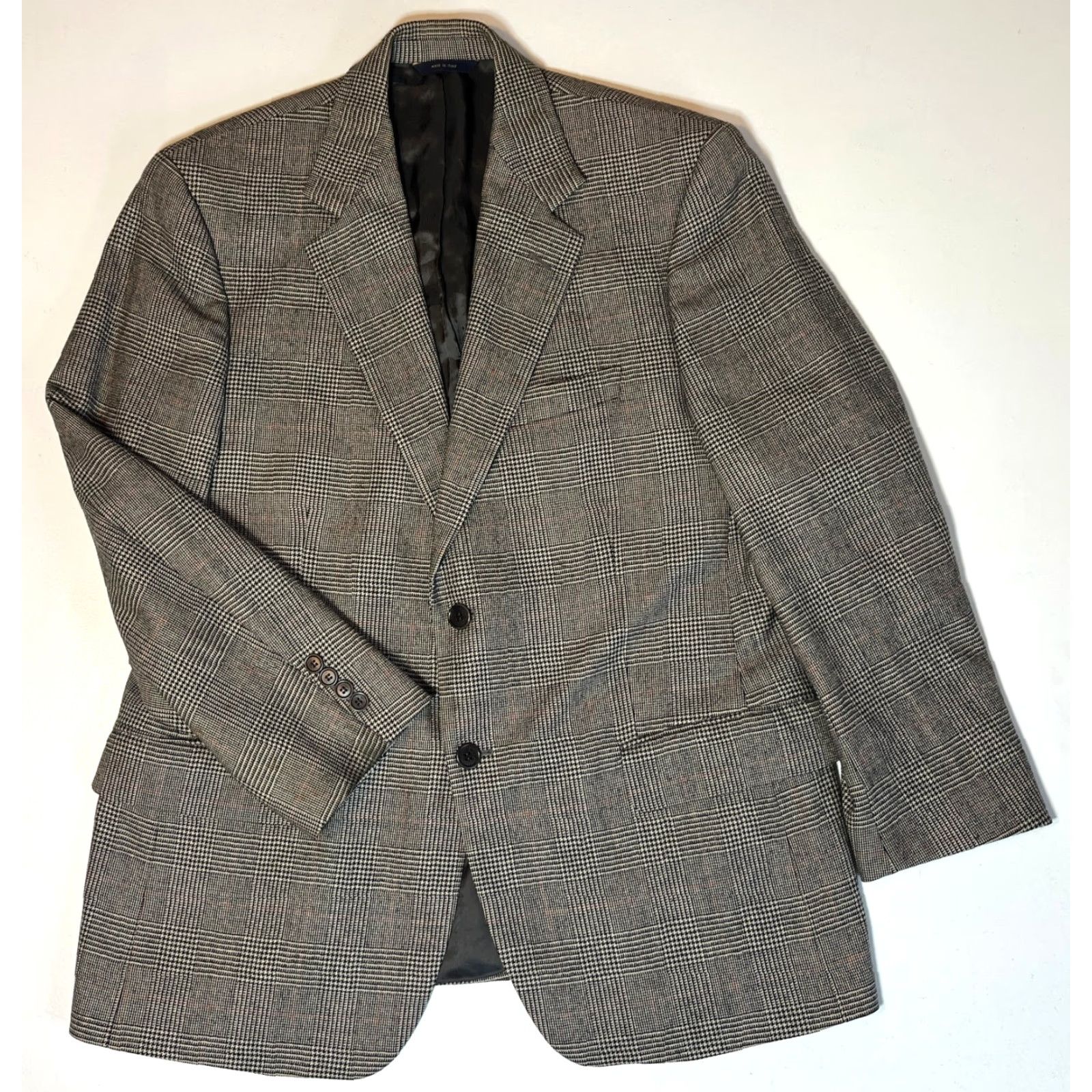 Brooks Brothers Brooks Brothers Loro Piana Zelander Blazer Jacket Men’s Wool Brown 42 Short Plaid Button Old/Italy Made in Italy Classic City Preppy Mens Size 42R - 3 Thumbnail