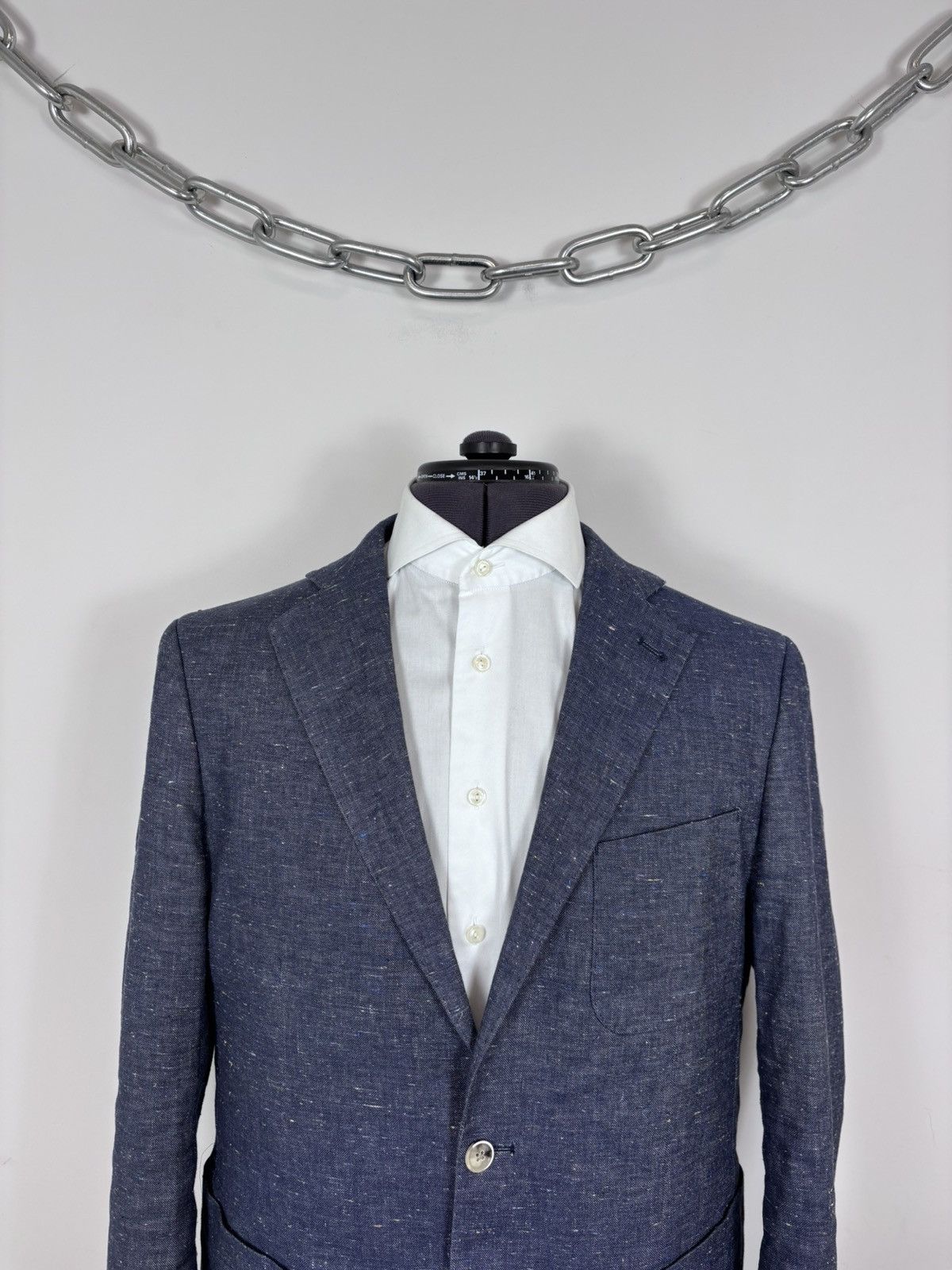Other Gutteridge Men’s Blue Cotton Linen Silk Blazer Jacket Coat Size 42R - 4 Thumbnail