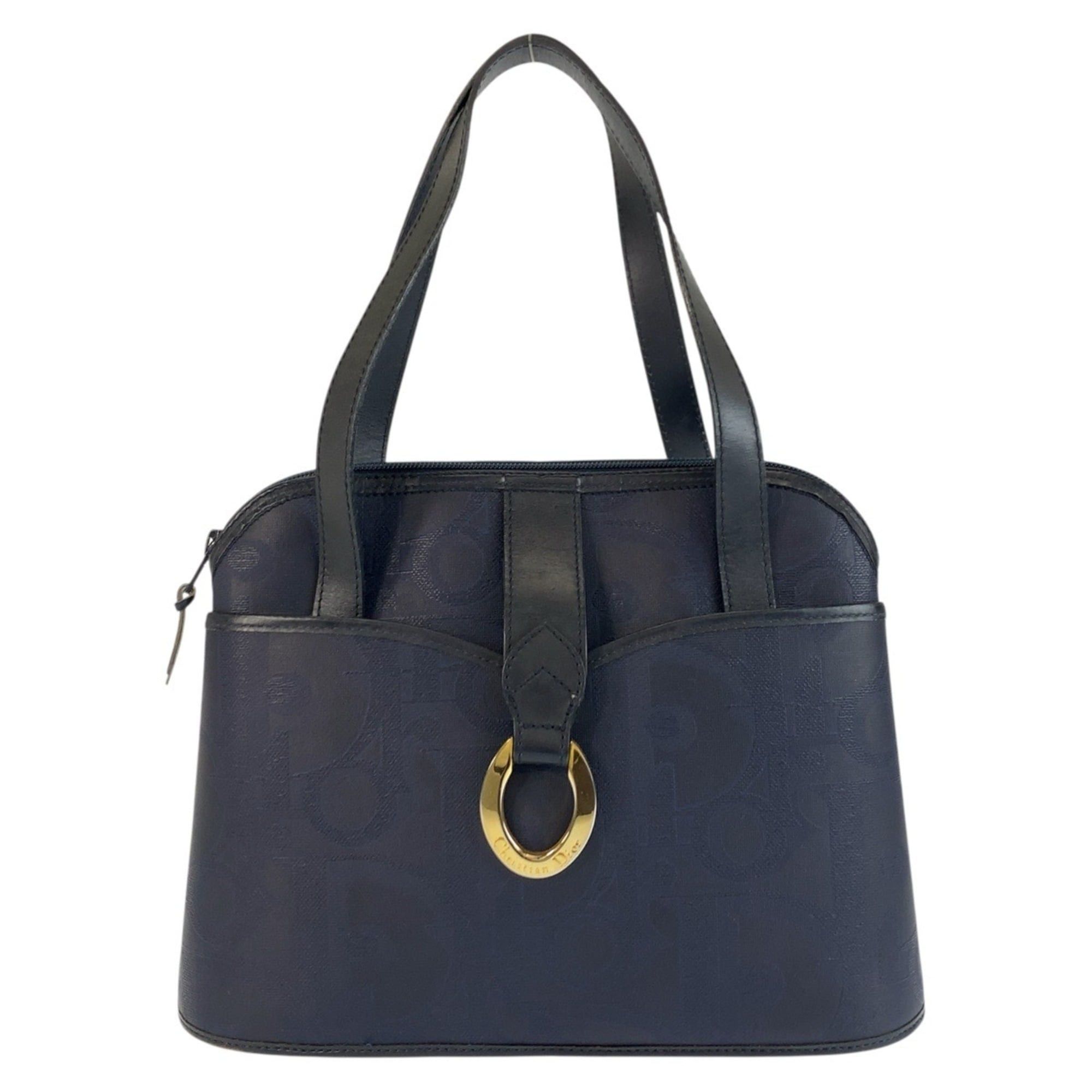 Dior Christian Dior Vintage Trotter Navy Leather Handbag/Shoulder Bag with Gold Hardware for Women Size ONE SIZE - 1 Thumbnail