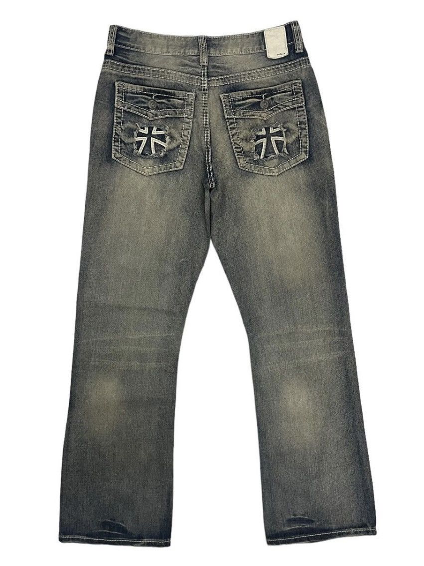If Six Was Nine Japanese Brand Cross Design Mud Wash Relaxed Flare Jeans Size US 30 / EU 46 - 1 Thumbnail