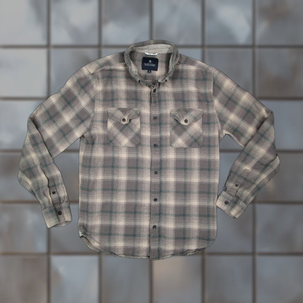 Roark VINTAGE Roark Revival Men's Button-Up Shirt Long Sleeve Cotton Flannel Check Fall Spring Summer Winter Gray Large Size US L / EU 52-54 / 3 - 1 Thumbnail