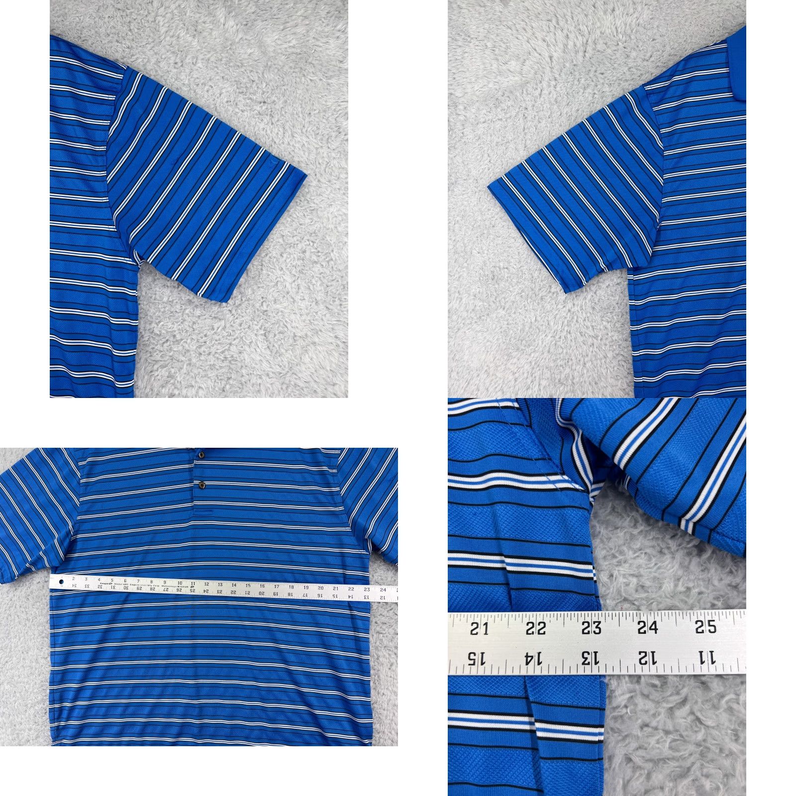 Vintage Grand Slam Polo Shirt Mens XL Blue Striped 100% Polyester Golf Polo Shirt Mens XL Blue Striped Size US XL / EU 56 / 4 - 8 Thumbnail