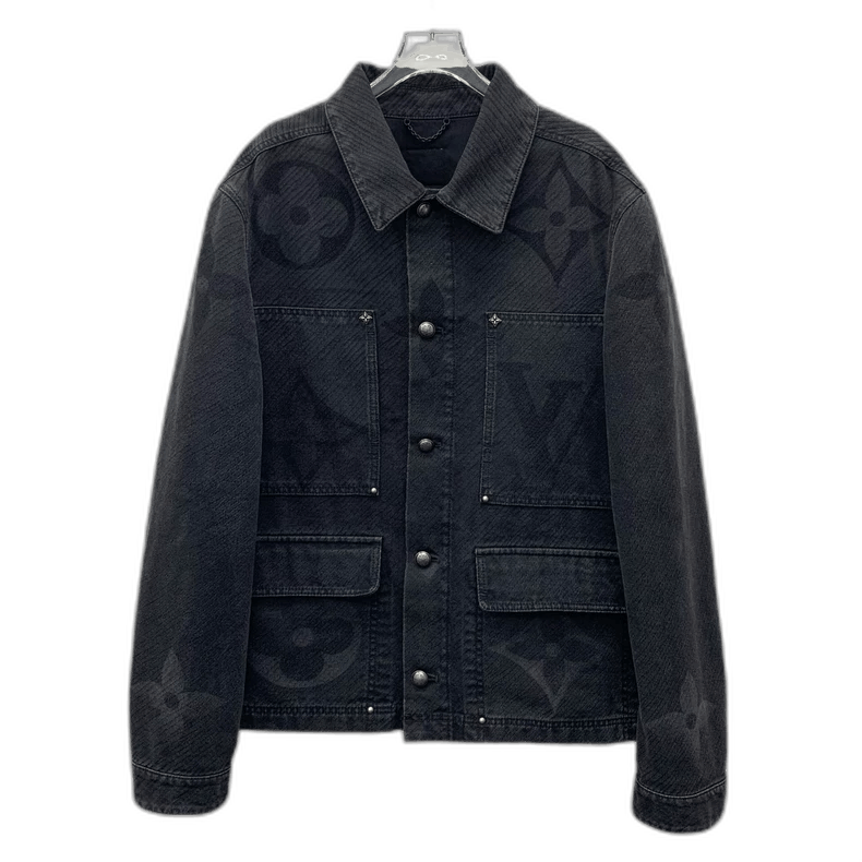 Louis Vuitton Louis Vuitton Black Gray Logo Denim Jacket Size US L / EU 52-54 / 3 - 1 Thumbnail