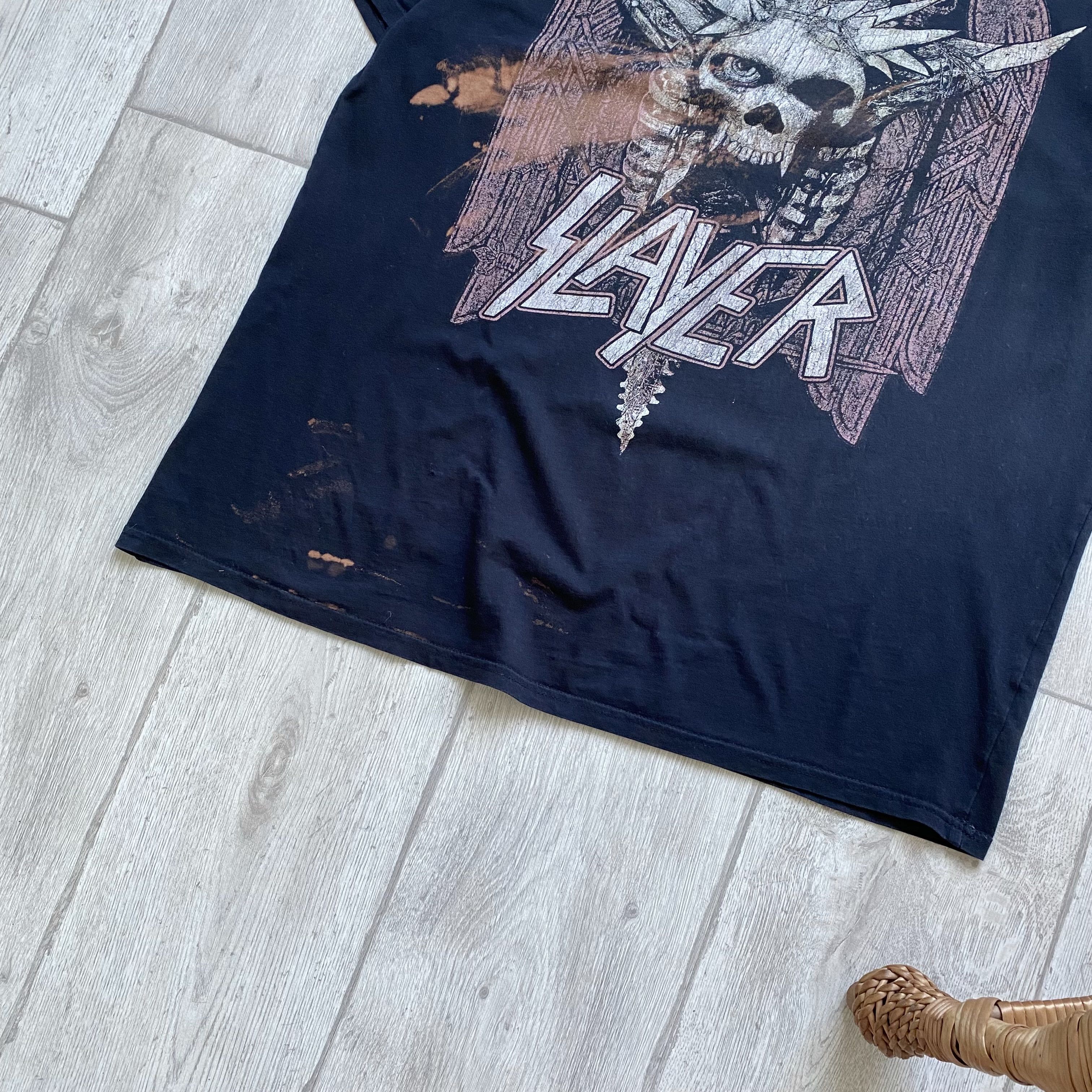 Band Tees 🎸 Trashed SLAYER Rock Tee Skull logo Heavy Metal Vintage Size US M / EU 48-50 / 2 - 3 Thumbnail