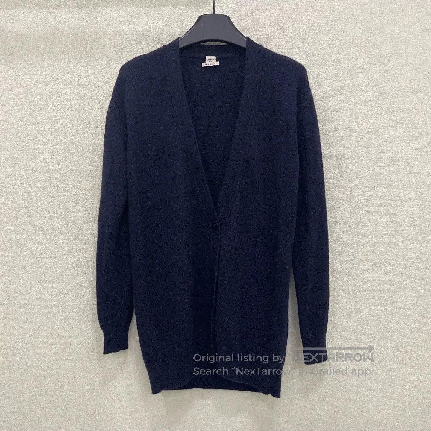 navy blue Hermes knit cardigan for women.