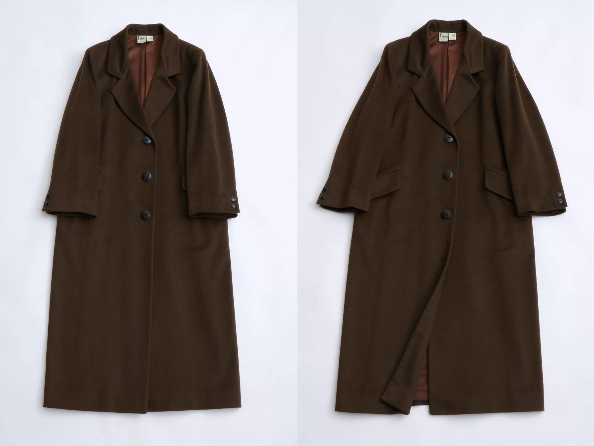 Krizia 90s Krizia Deep Chocolate Brown Cashmere Coat Size M / US 6-8 / IT 42-44 - 8 Thumbnail