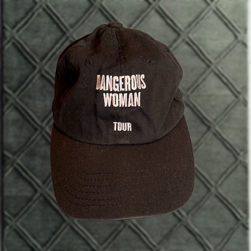 Vintage Ariana Grande Dangerous Woman Tour Hat Cap Black Embroidered Adjustable Nissi Women's Baseball Cap Fans Band Music Size ONE SIZE - 1 Thumbnail
