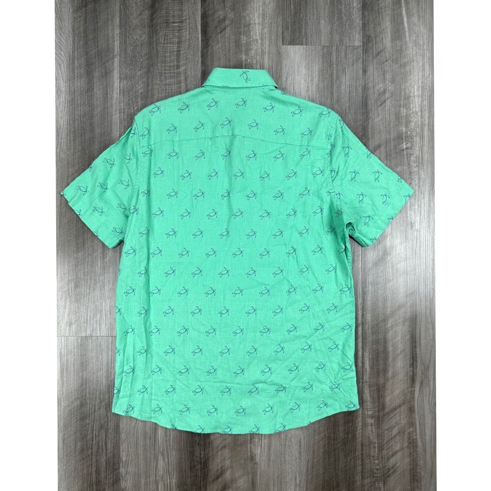 Southern Tide Southern Tide Linen Blend Turtle Cove Short Sleeve Sport Button Down Shirt S Mens Small Jade Green Size US 29 - 3 Thumbnail