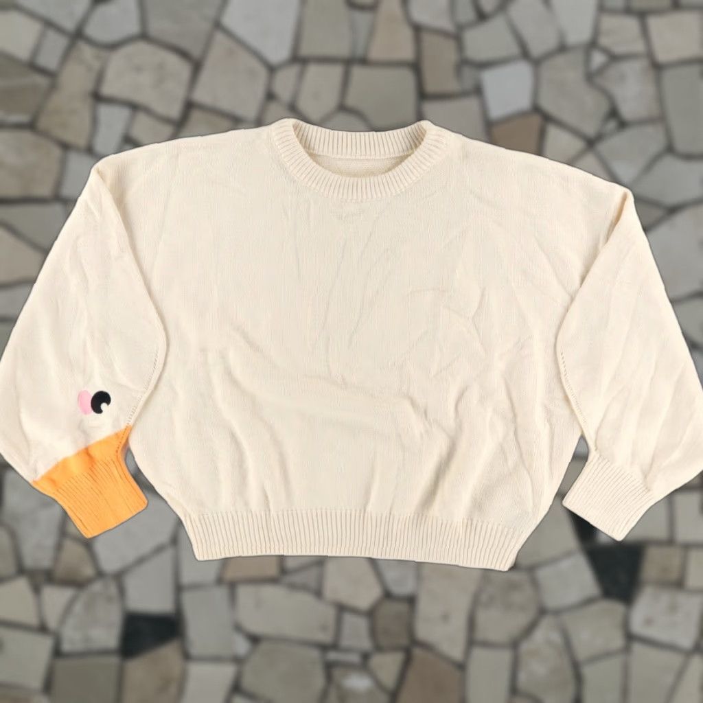 Cider Cider Duck Cuff Crewneck Sweater Ivory Women's 4XL Shirt Sweater Women Ivory 4XL Duck Cuff Crewneck Solid Long Sleeve Crewneck - Size XXL / US 16-18 / IT 52-54 - 1 Thumbnail