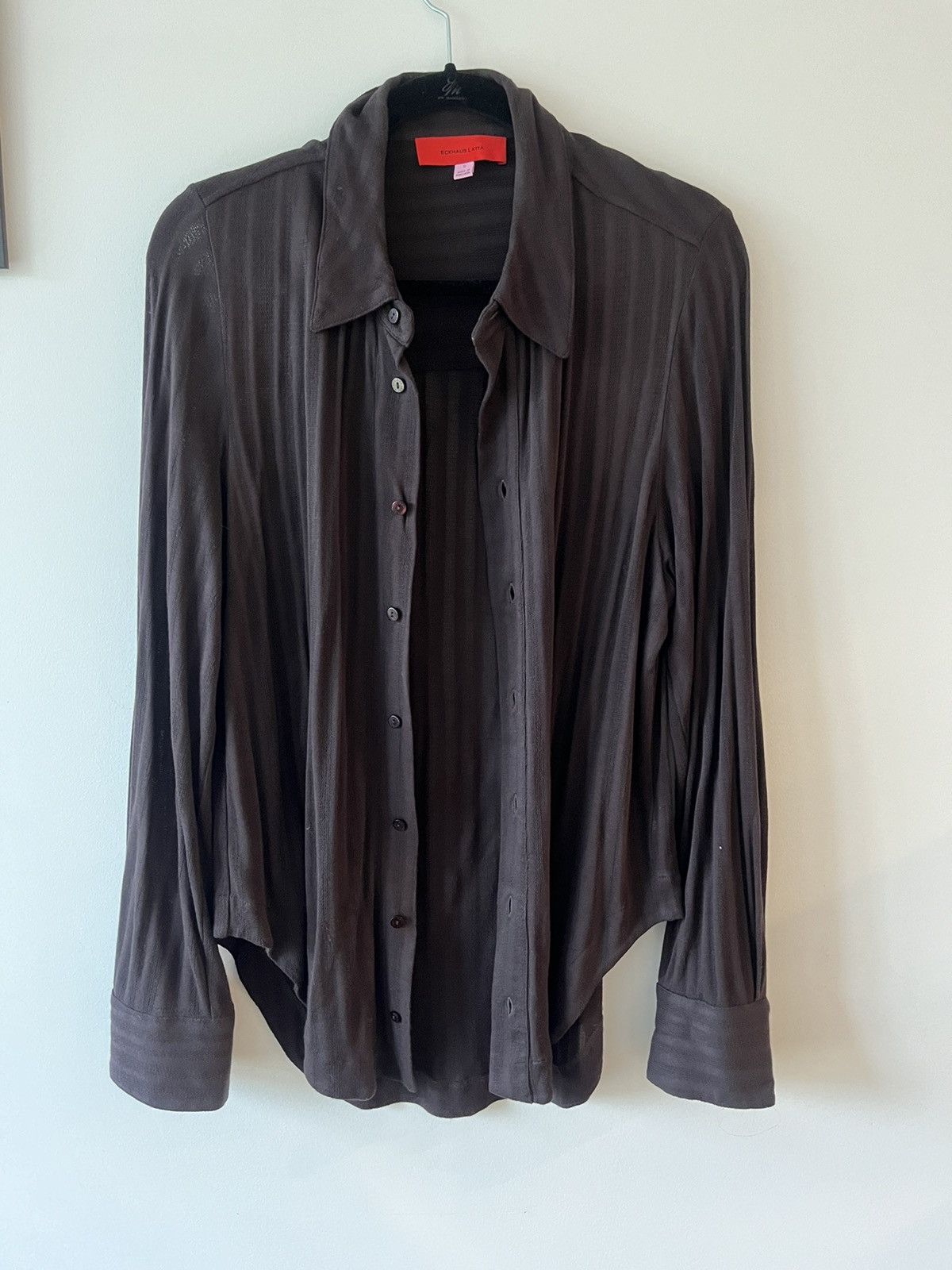 image of Eckhaus Latta Shrunken Button Down in Brown, Men's (Size Small)