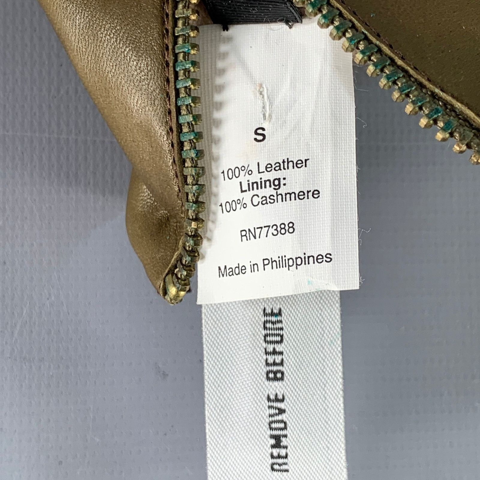 J.Crew J.CREW Size S Green Olive Leather Cashmere Lined Gloves Size ONE SIZE - 7 Thumbnail