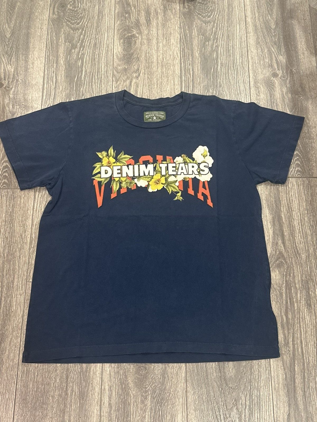 image of Denim Tears Virginia 1619 Tee Size L in Navy, Men's