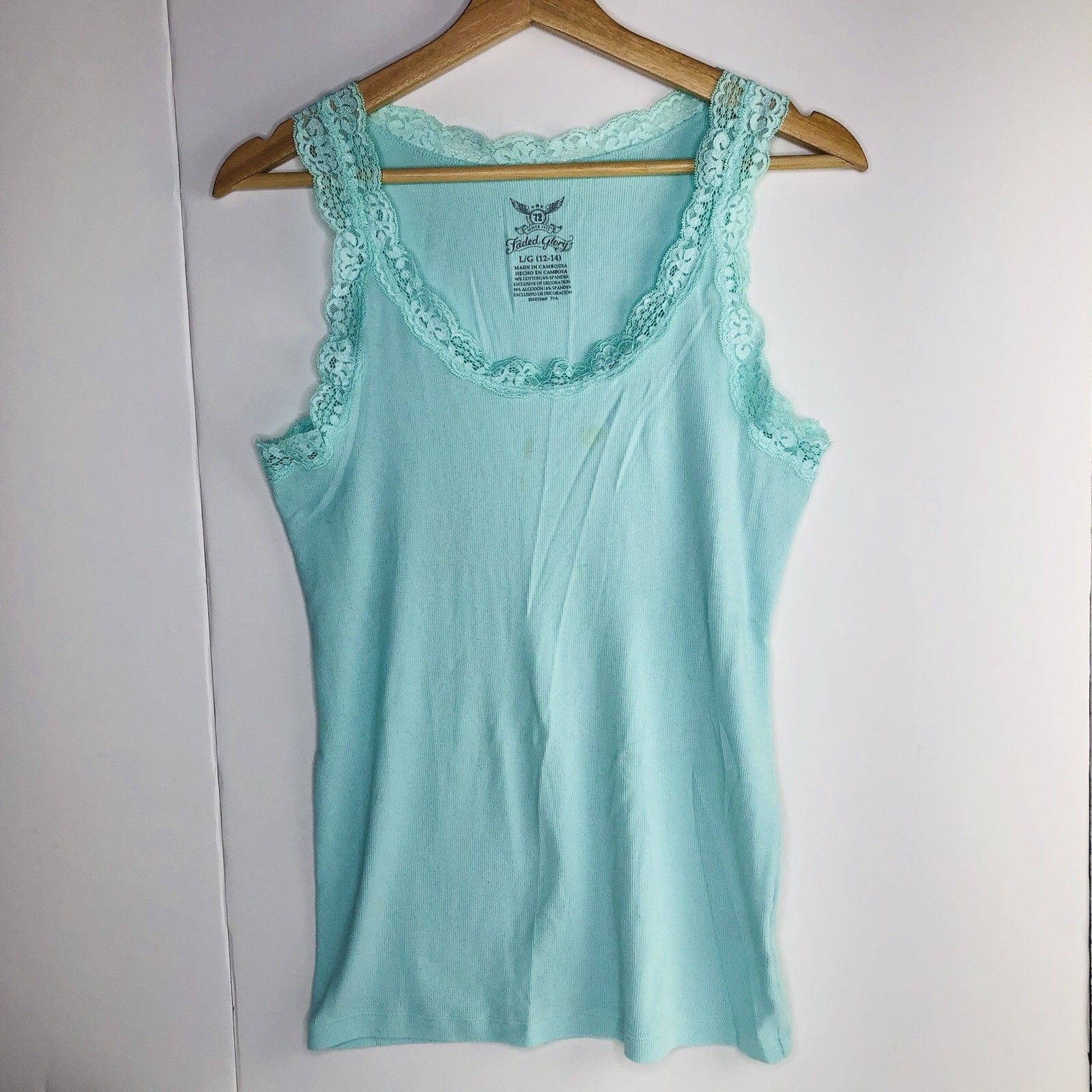 Faded Glory Faded Glory Y2K Teens Girl Tank Top L/G (12-14) Mint Lace Size L / US 10 / IT 46 - 1 Thumbnail